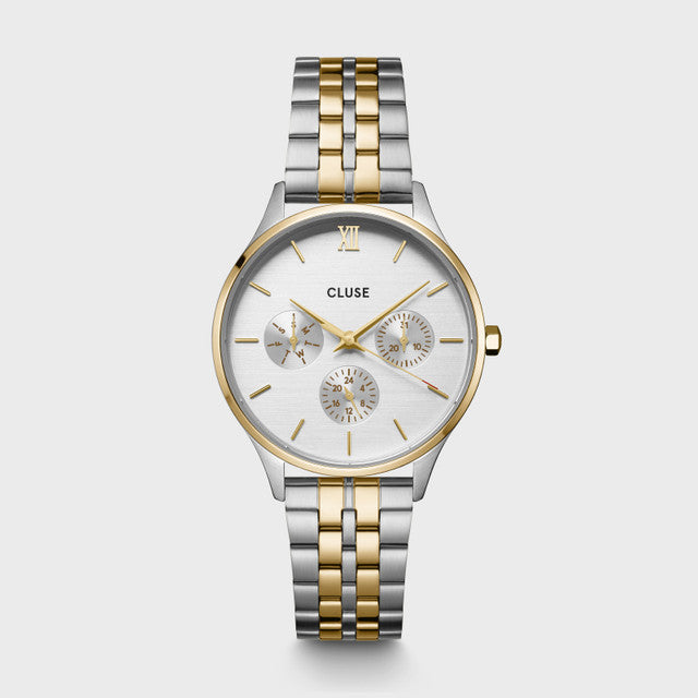 Cluse Minuit Multifunction Silver and Yellow Gold Watch, CW10704