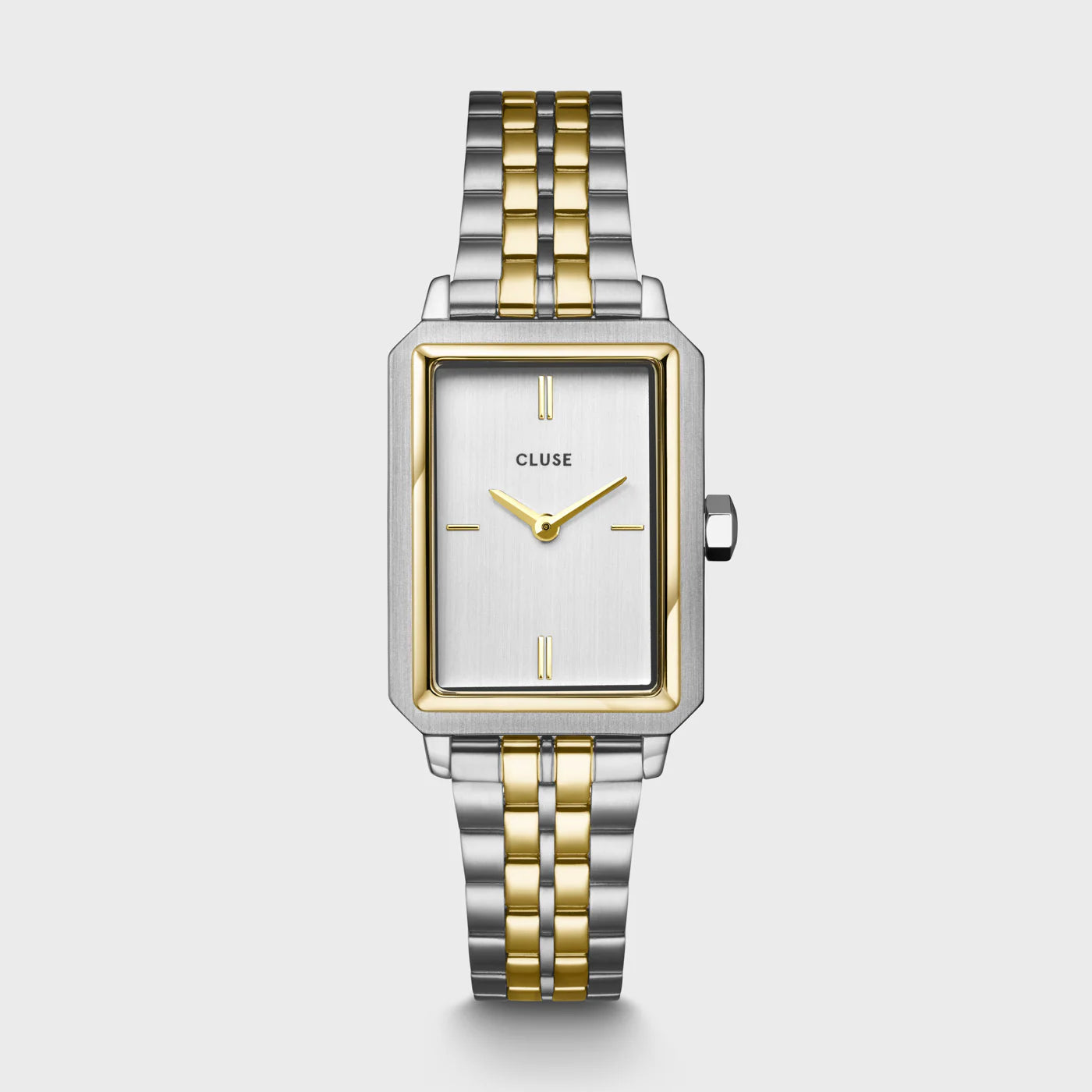 Cluse Fluette Rectangular Silver and Gold Watch, CW11510