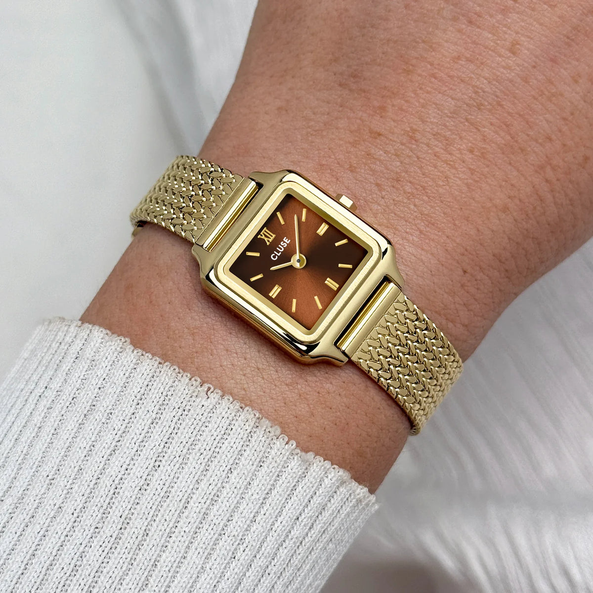 Cluse Gracieuse Mini Mesh Gold and Brown Watch, CW15511