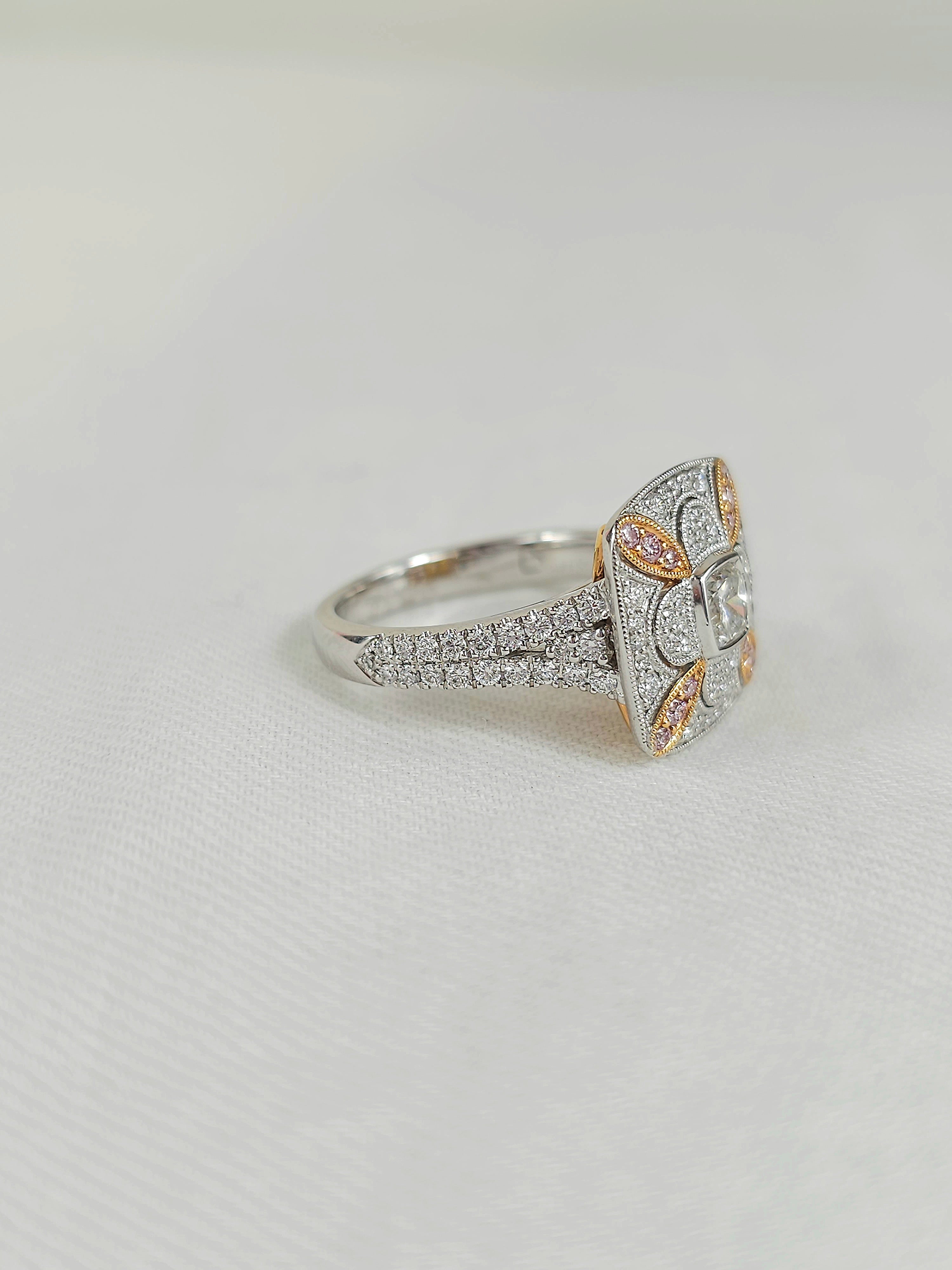 18 Carat White & Rose Gold, Argyle Pink Diamond Ring.