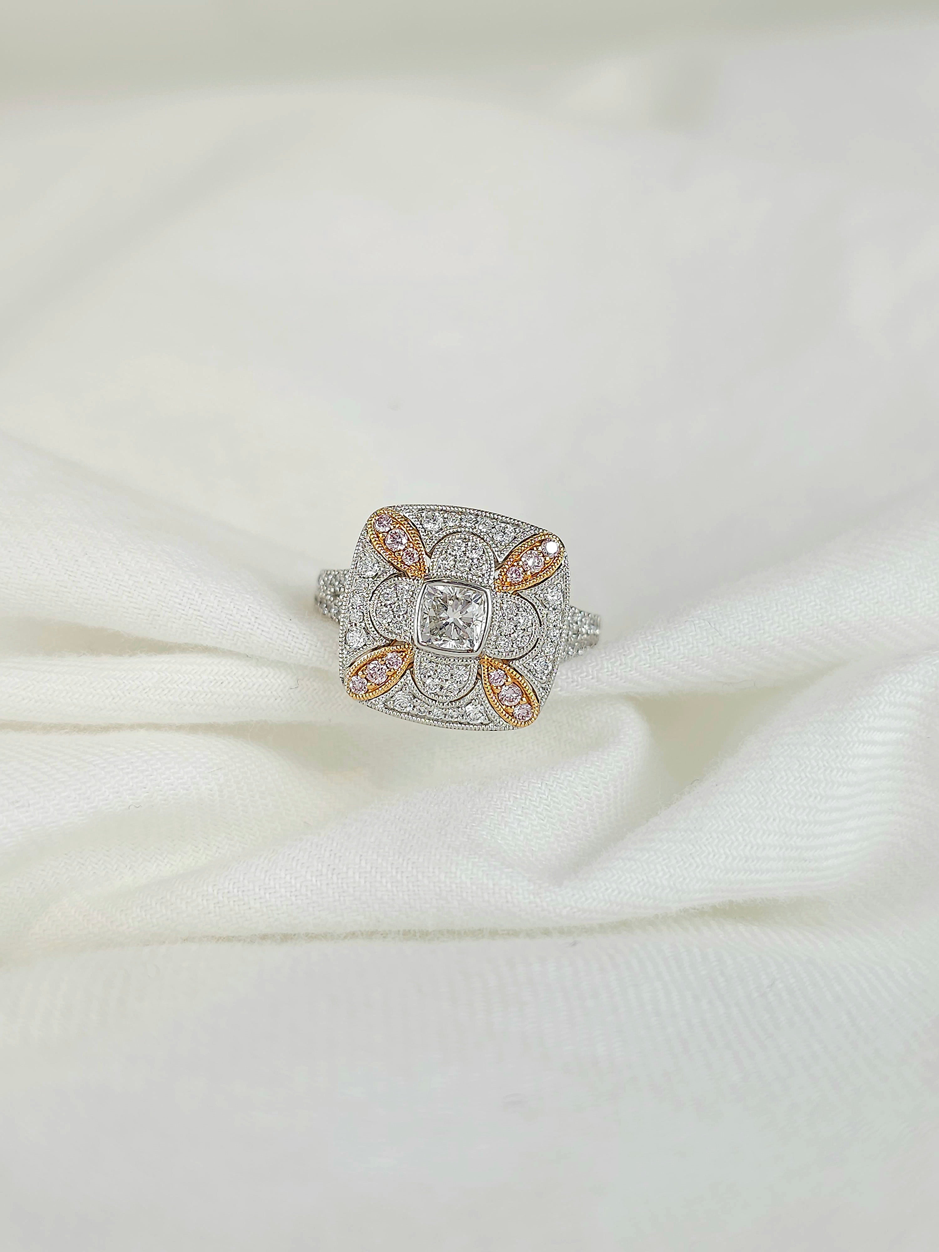 18 Carat White & Rose Gold, Argyle Pink Diamond Ring.
