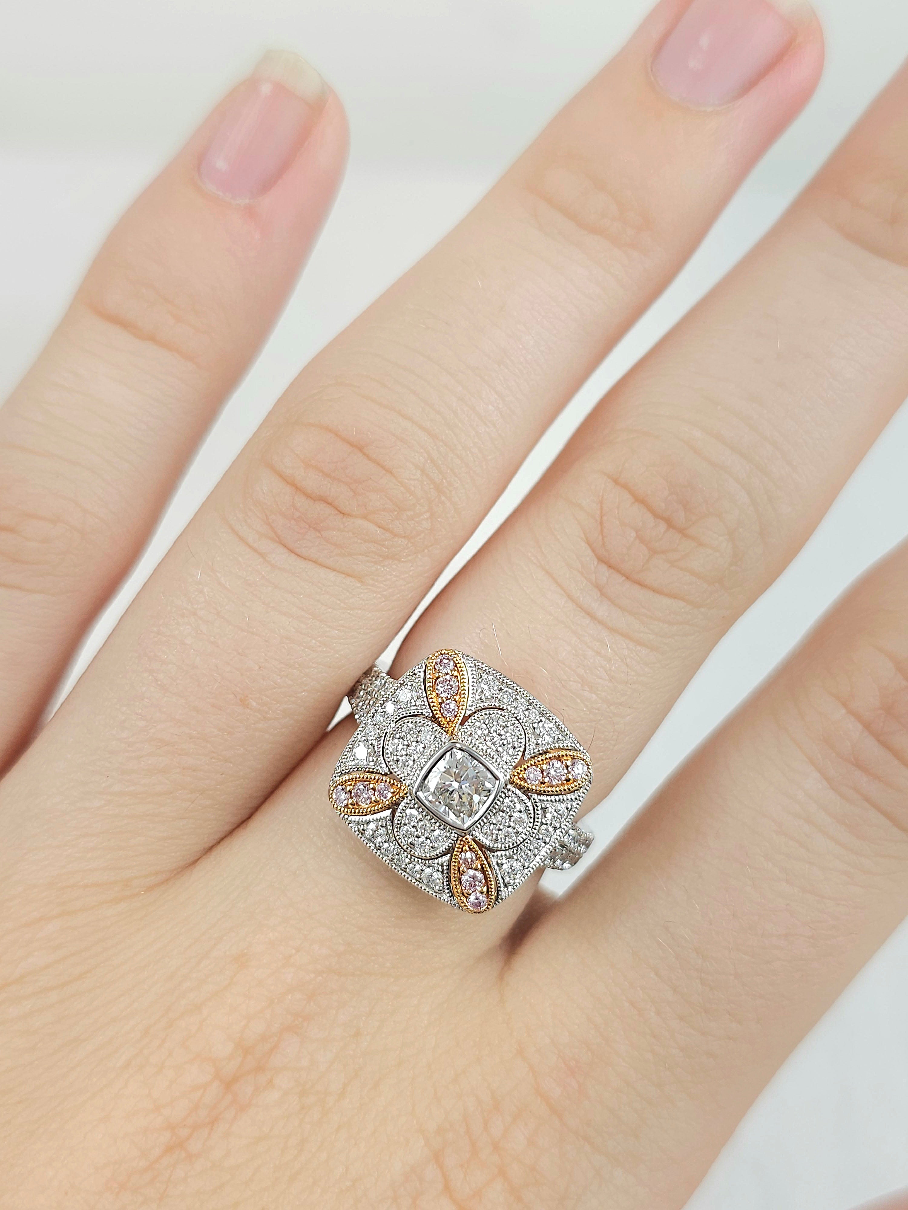 18 Carat White & Rose Gold, Argyle Pink Diamond Ring.