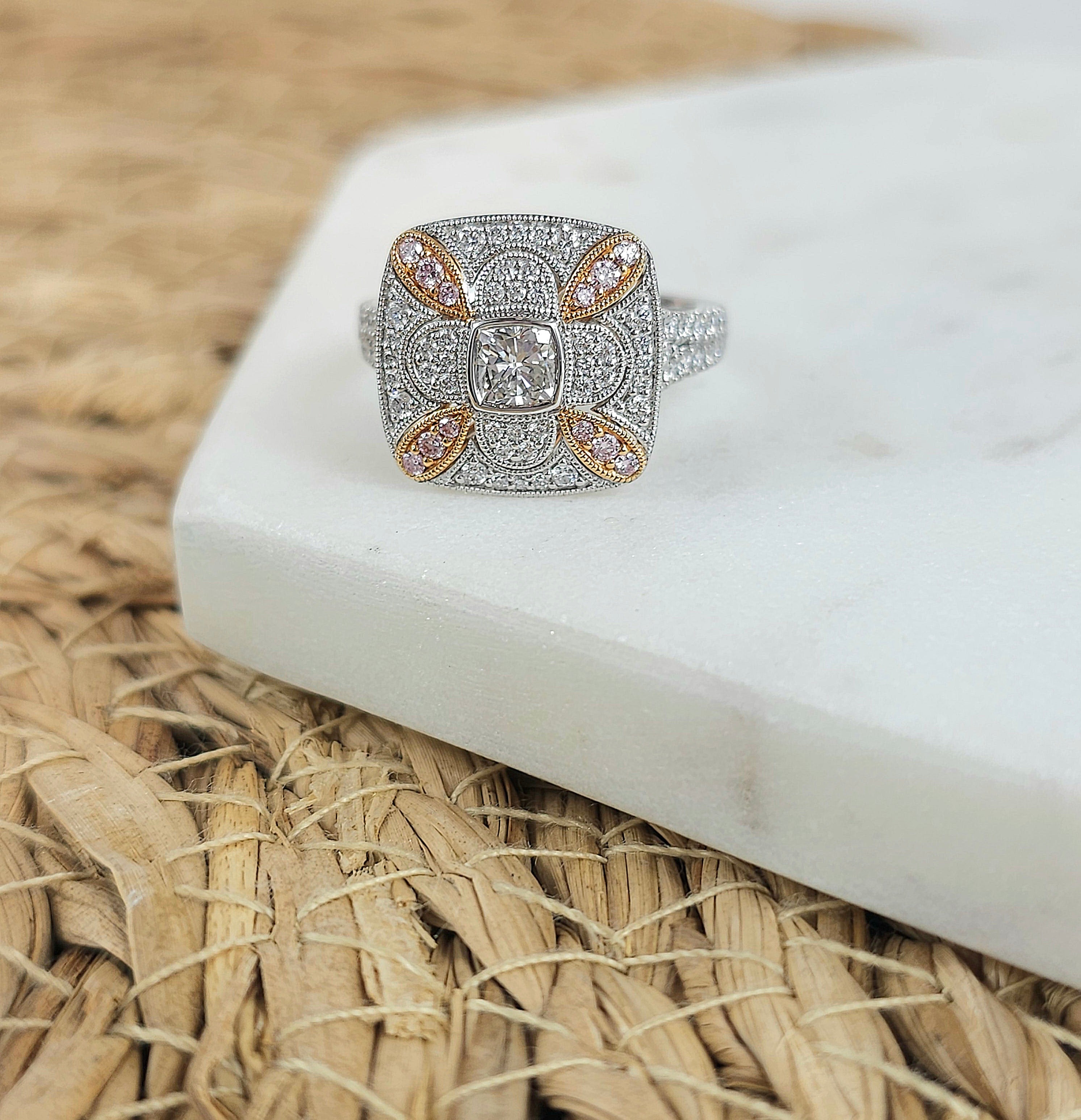 18 Carat White & Rose Gold, Argyle Pink Diamond Ring.