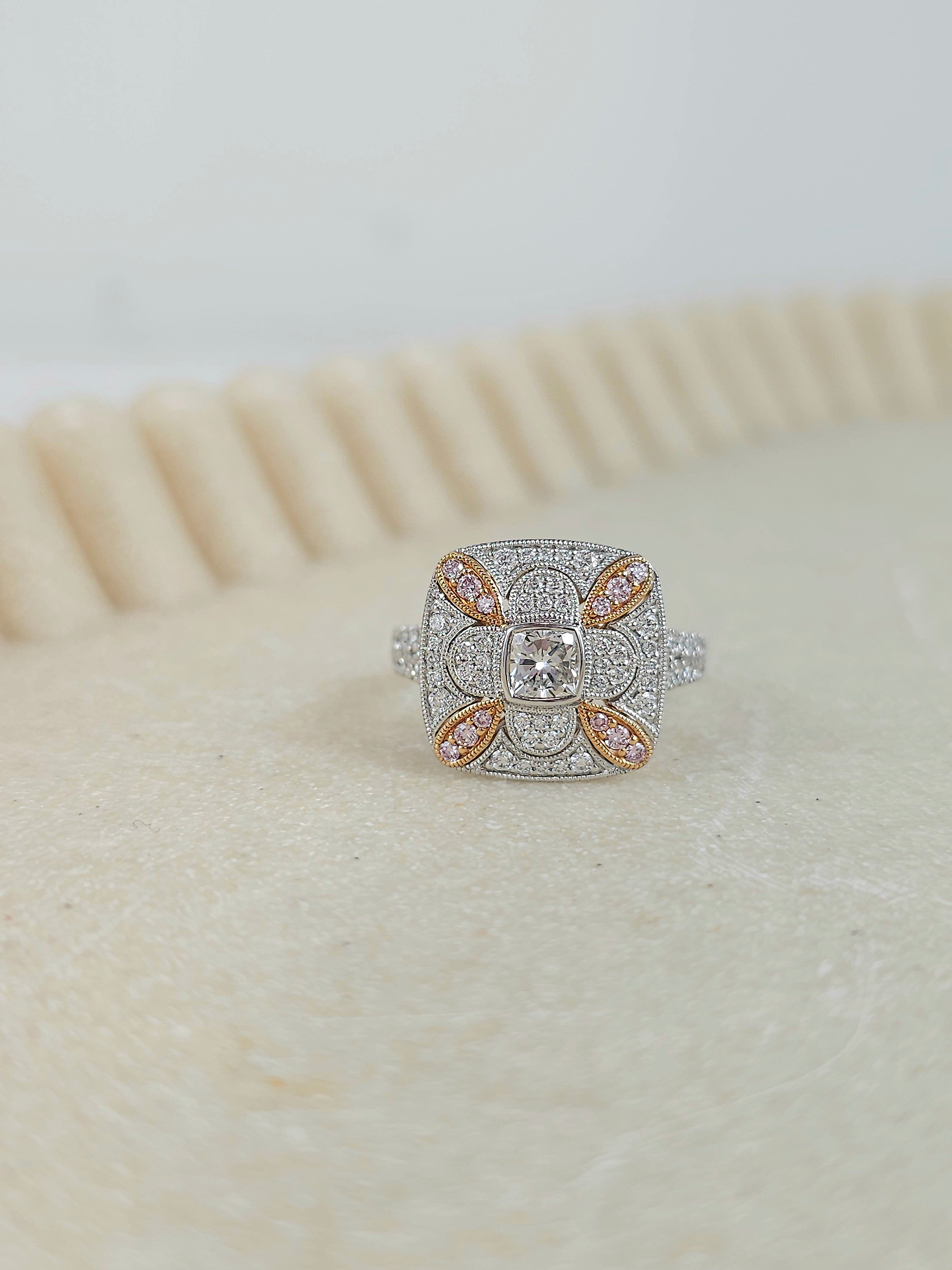 18 Carat White & Rose Gold, Argyle Pink Diamond Ring.