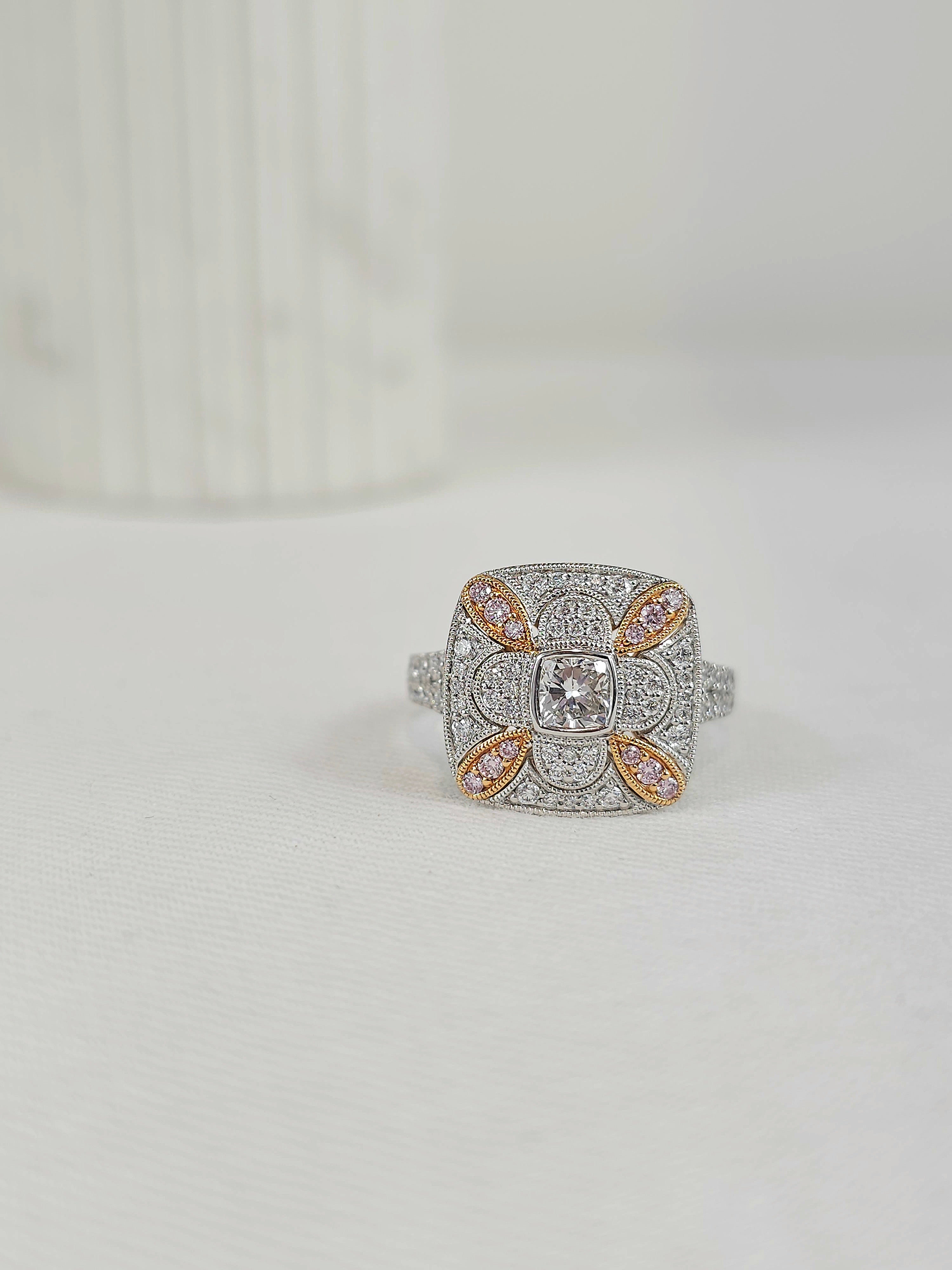 18 Carat White & Rose Gold, Argyle Pink Diamond Ring.
