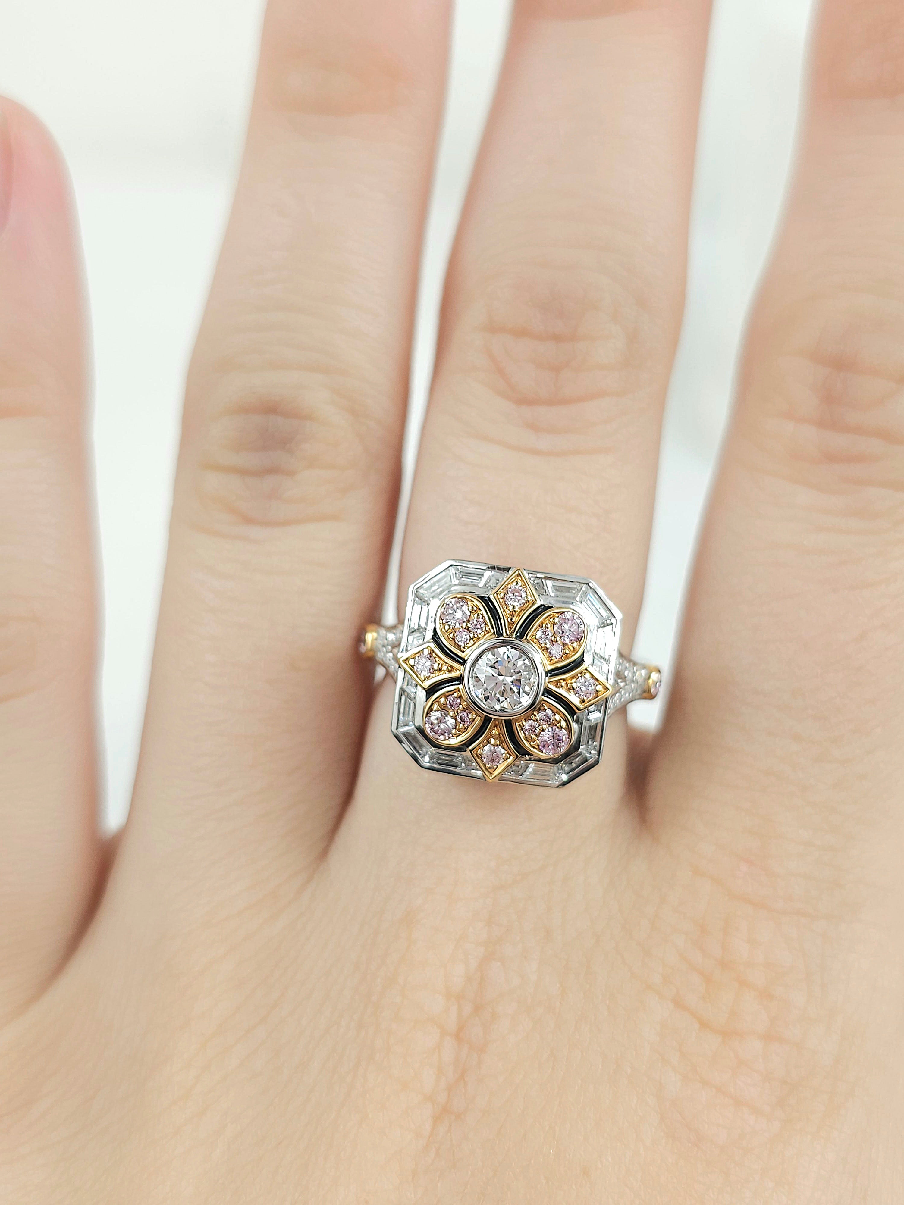 18 Carat White & Rose Gold, Argyle Pink & White Diamond Ring.