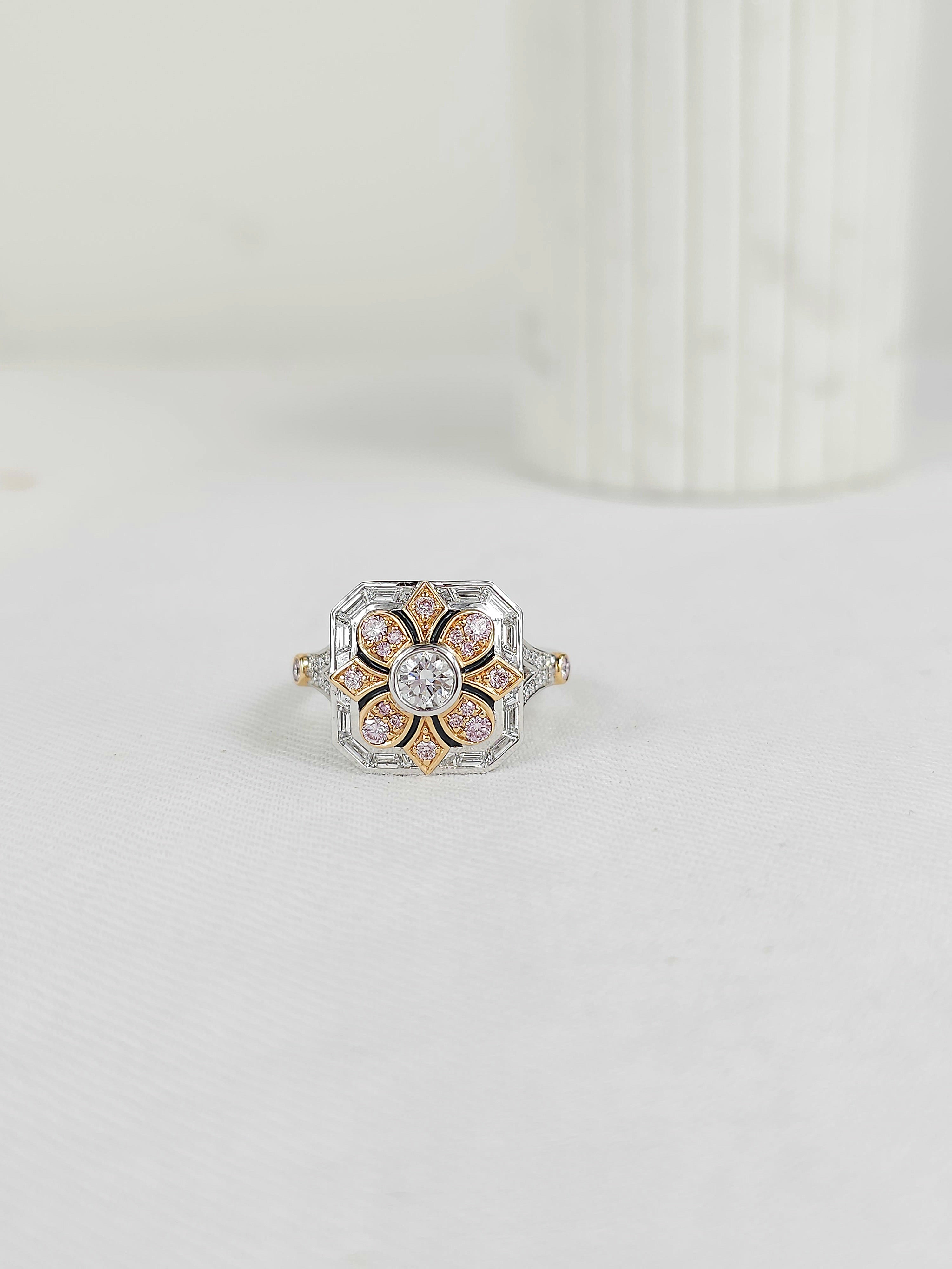 18 Carat White & Rose Gold, Argyle Pink & White Diamond Ring.
