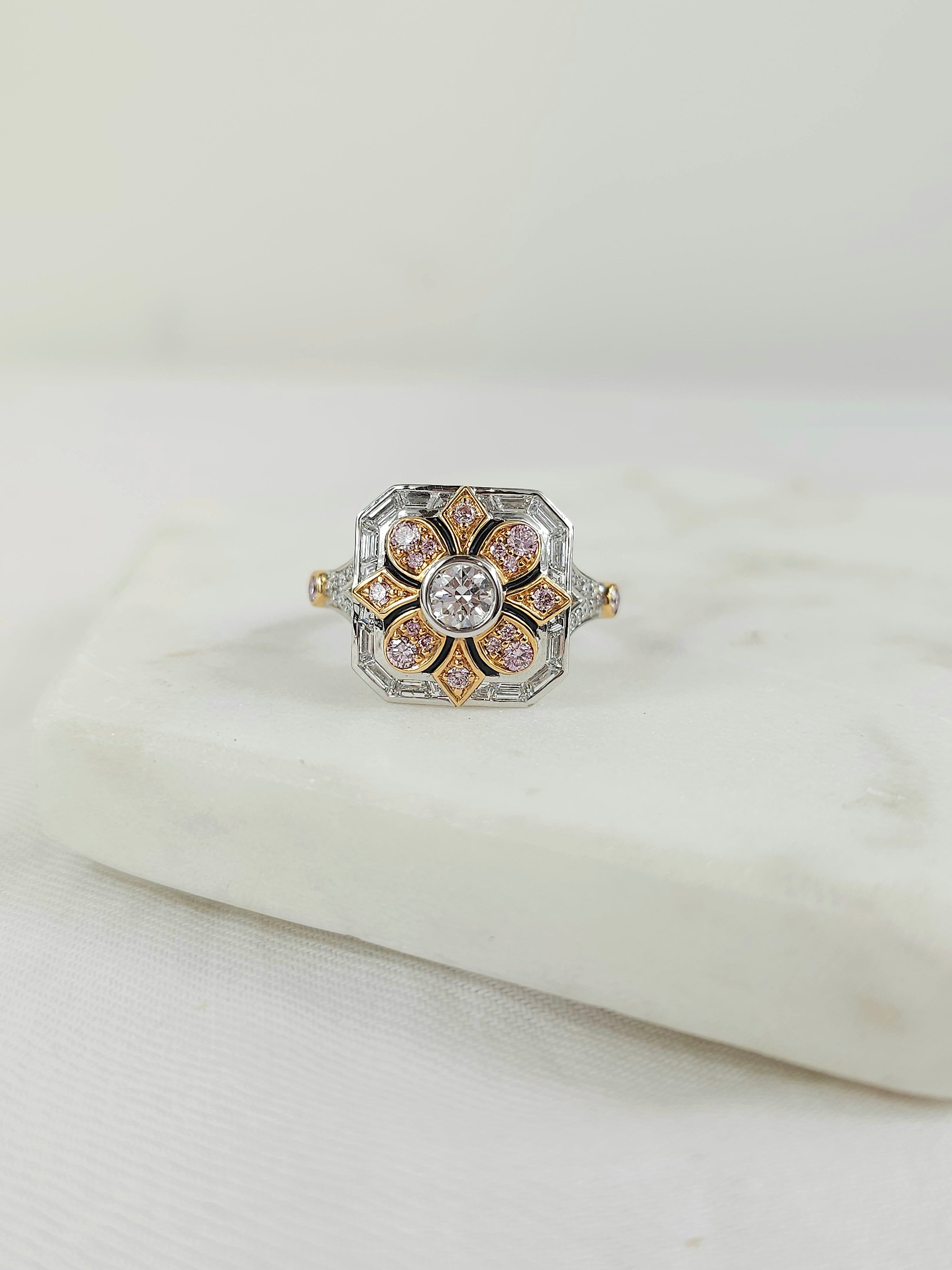 18 Carat White & Rose Gold, Argyle Pink & White Diamond Ring.