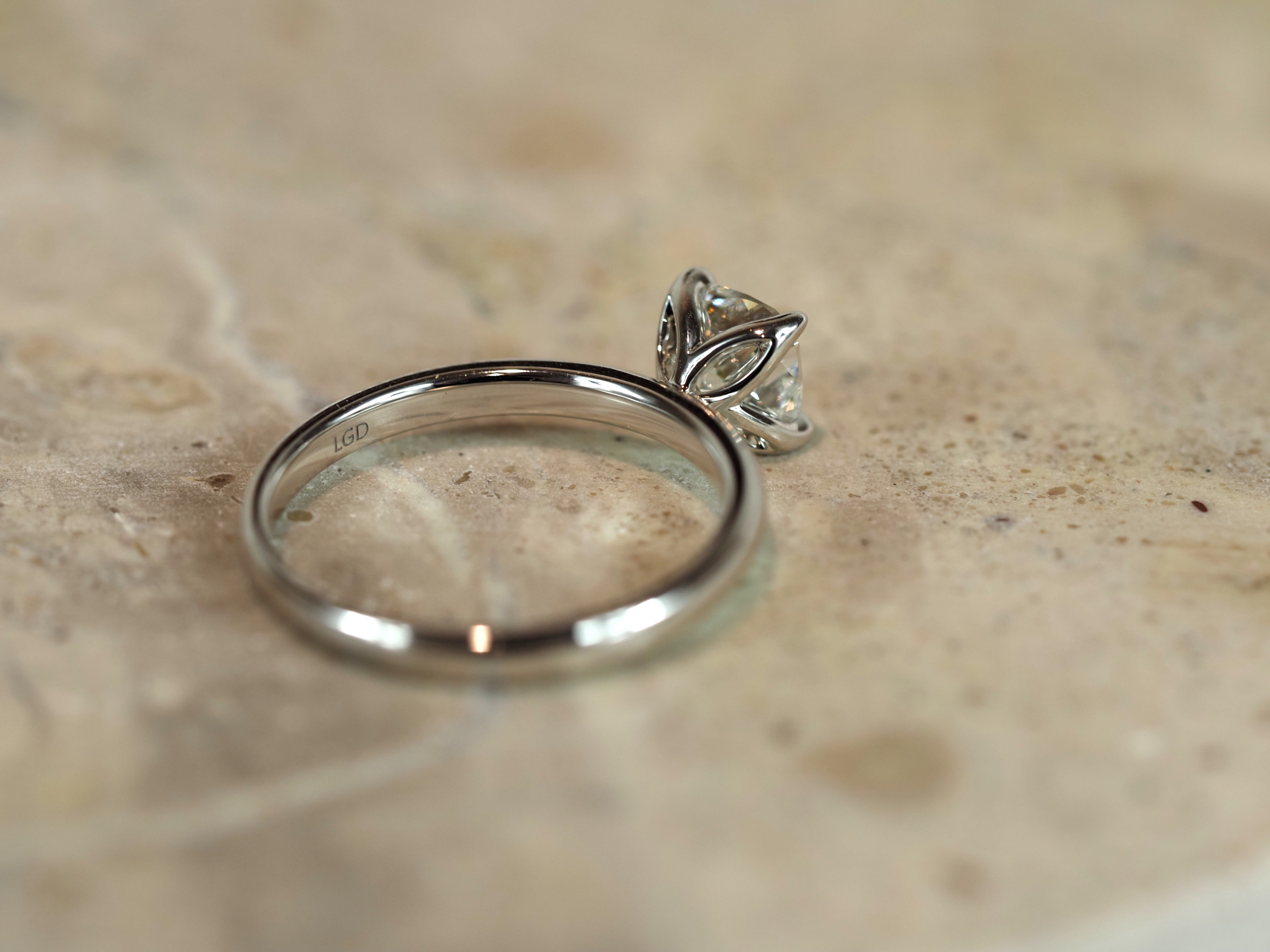 14ct White Gold Lab-Grown Cushion Cut Diamond Ring, 1ct Centre