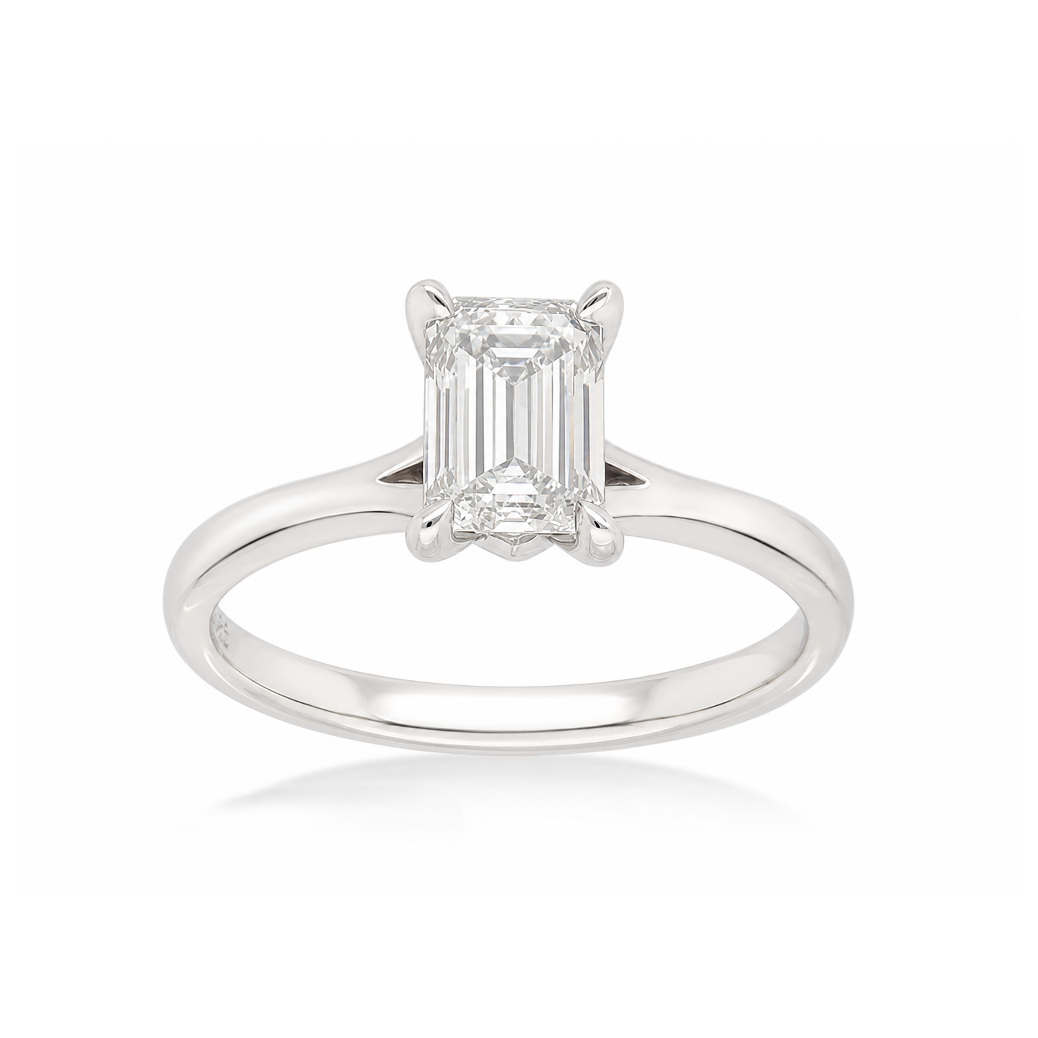 14ct White Gold Lab-Grown Emerald Cut Diamond Engagement Ring, 1ct Centre