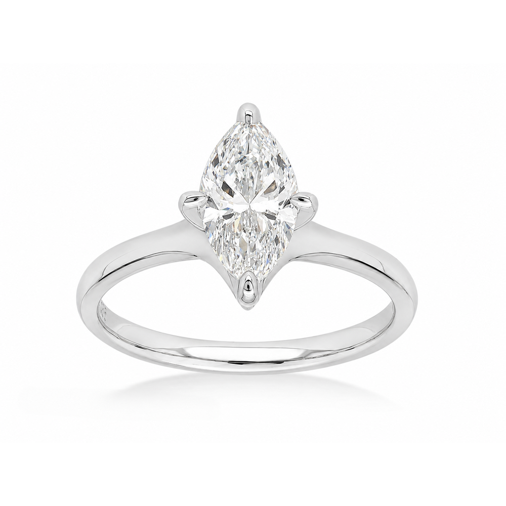 14ct White Gold Lab-Grown Marquise Diamond Engagement Ring, 1.04ct Centre