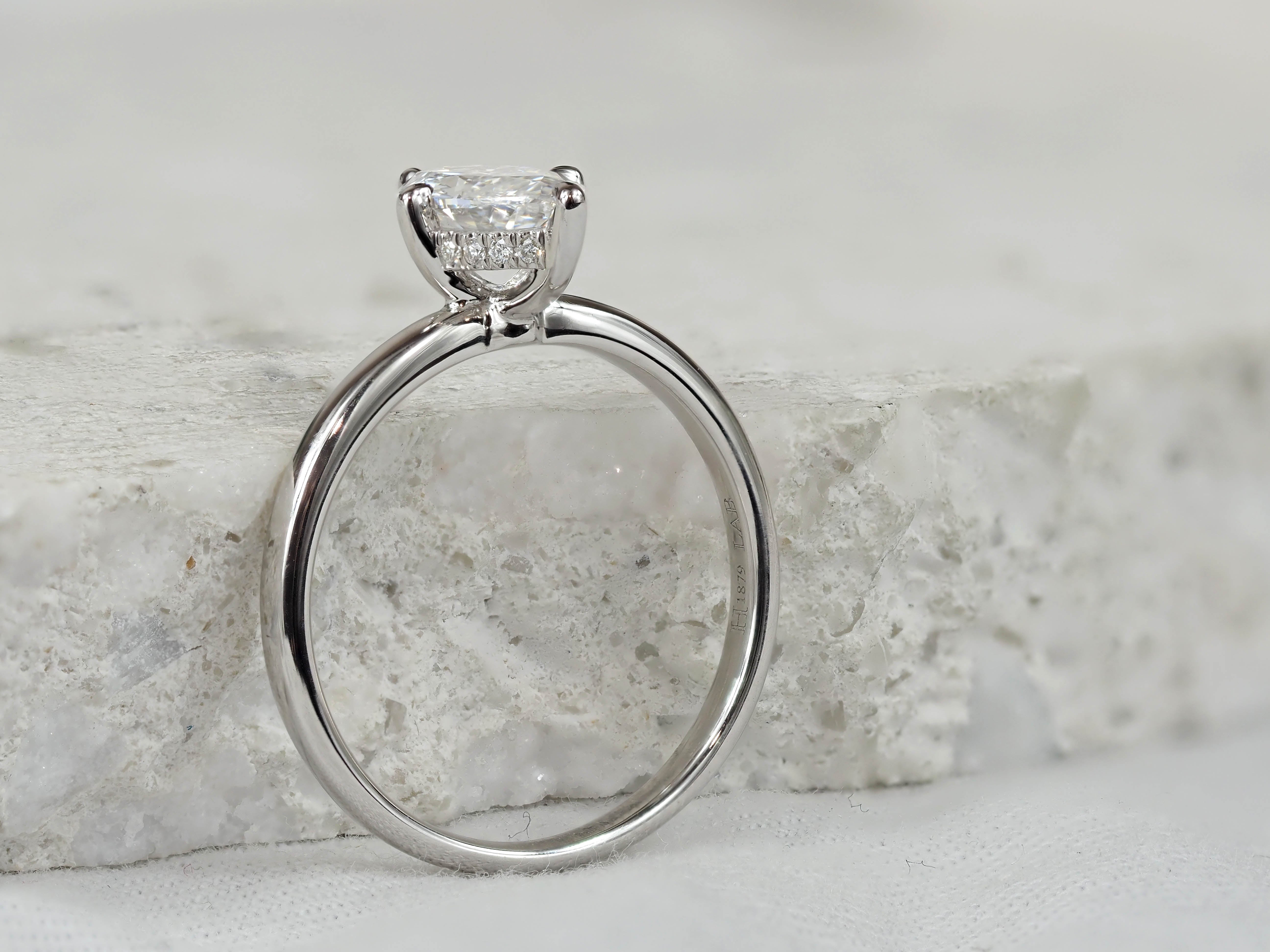 14ct White Gold Lab-Grown Marquise Cut Diamond Engagement Ring, 1.06ct Centre