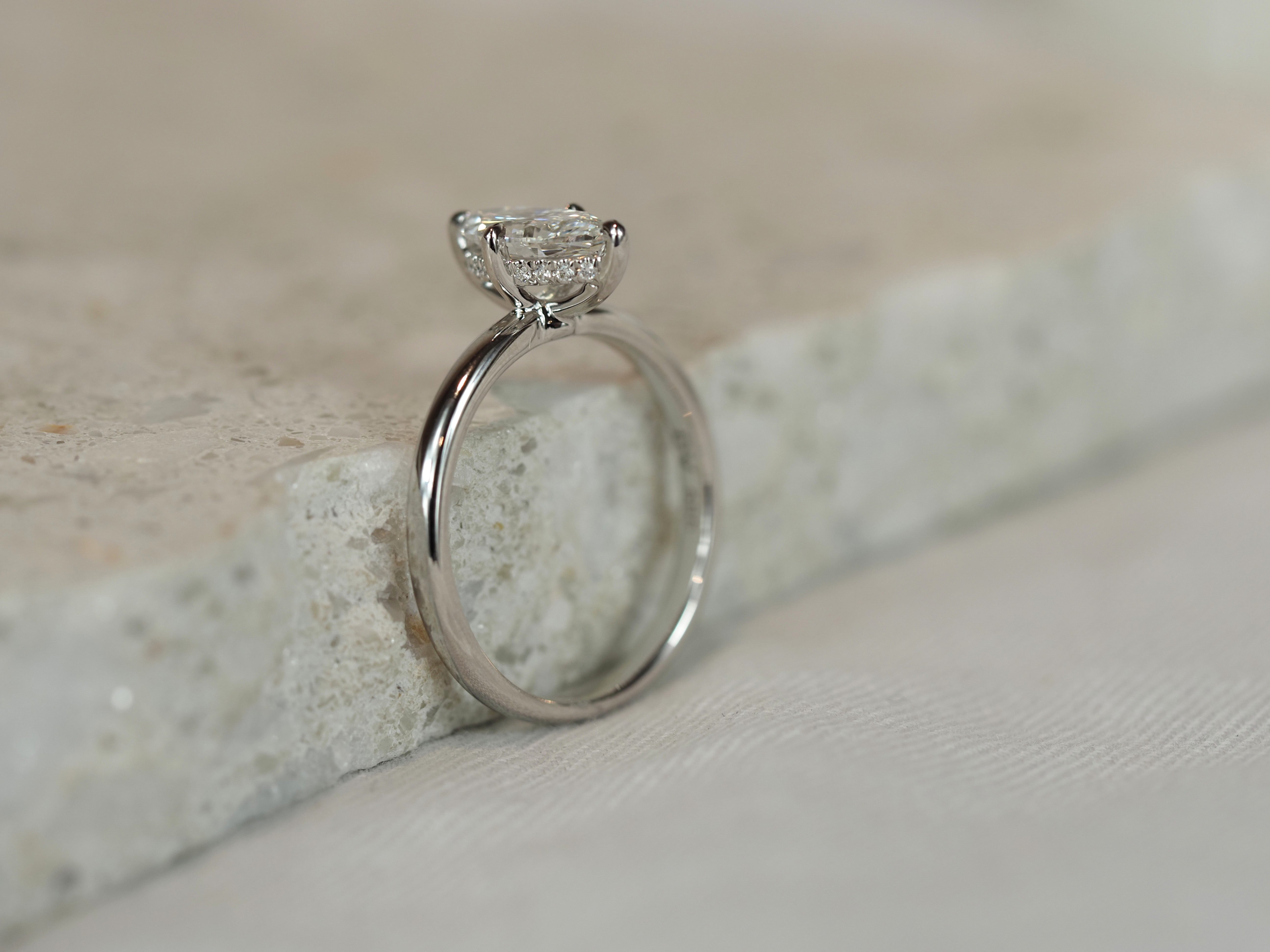 14ct White Gold Lab-Grown Marquise Cut Diamond Ring, 1.06ct Centre