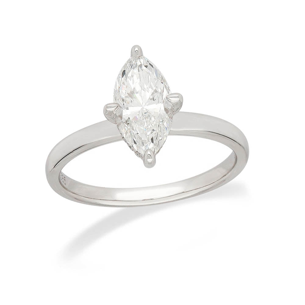 14ct White Gold Lab-Grown Marquise Cut Diamond Engagement Ring, 1.06ct Centre