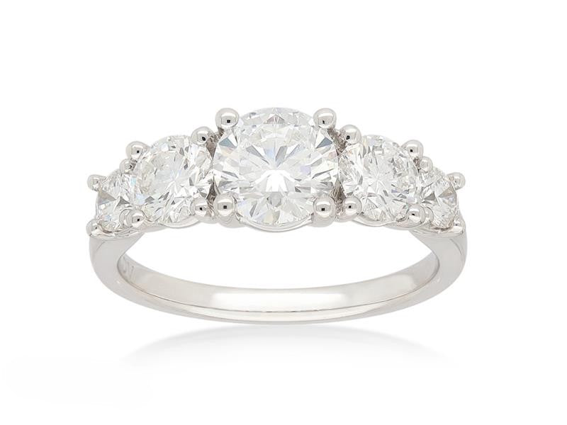 9ct White Gold Lab-Grown Round Brilliant Cut Diamond Ring, 2.01ct total