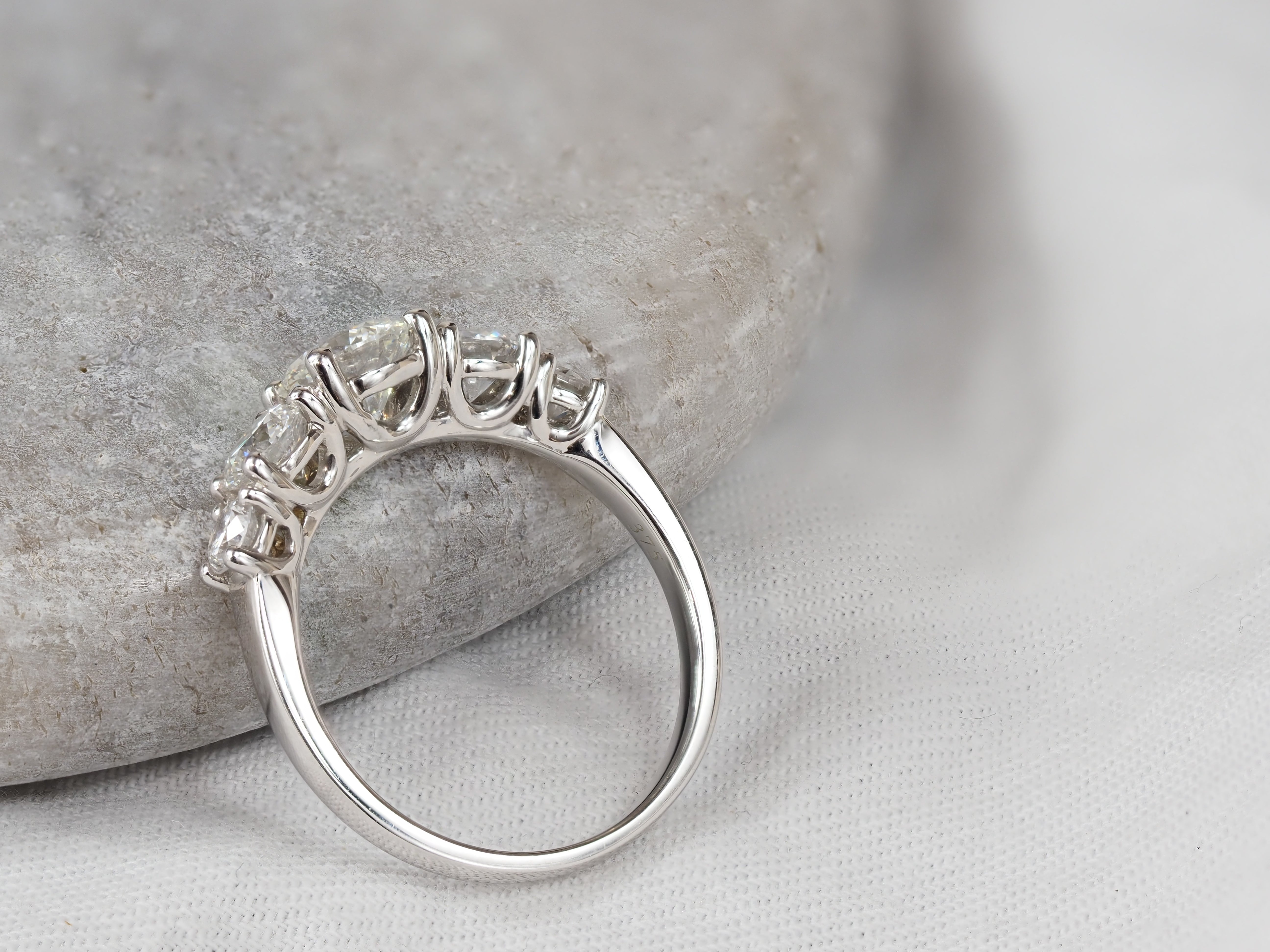 9ct White Gold Lab-Grown Round Brilliant Cut Diamond Ring, 2.01ct total