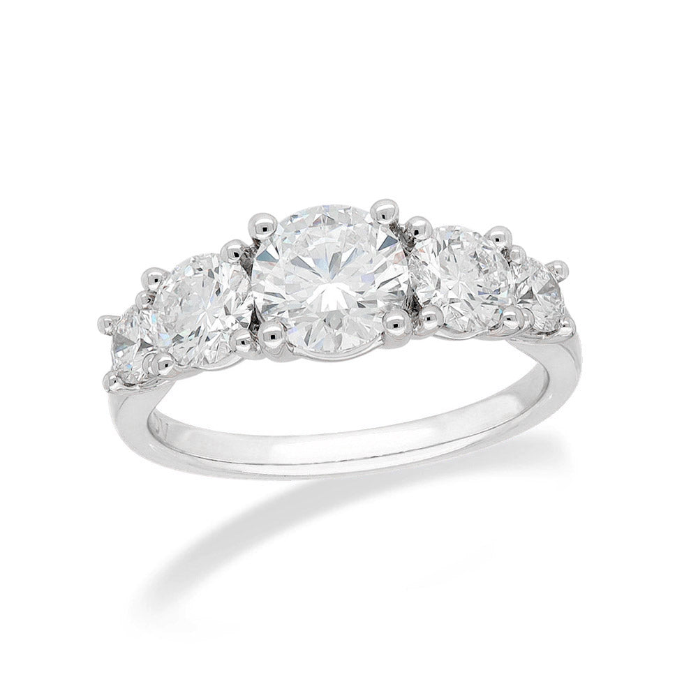 9ct White Gold Lab-Grown Round Brilliant Cut Diamond Ring, 2.01ct total