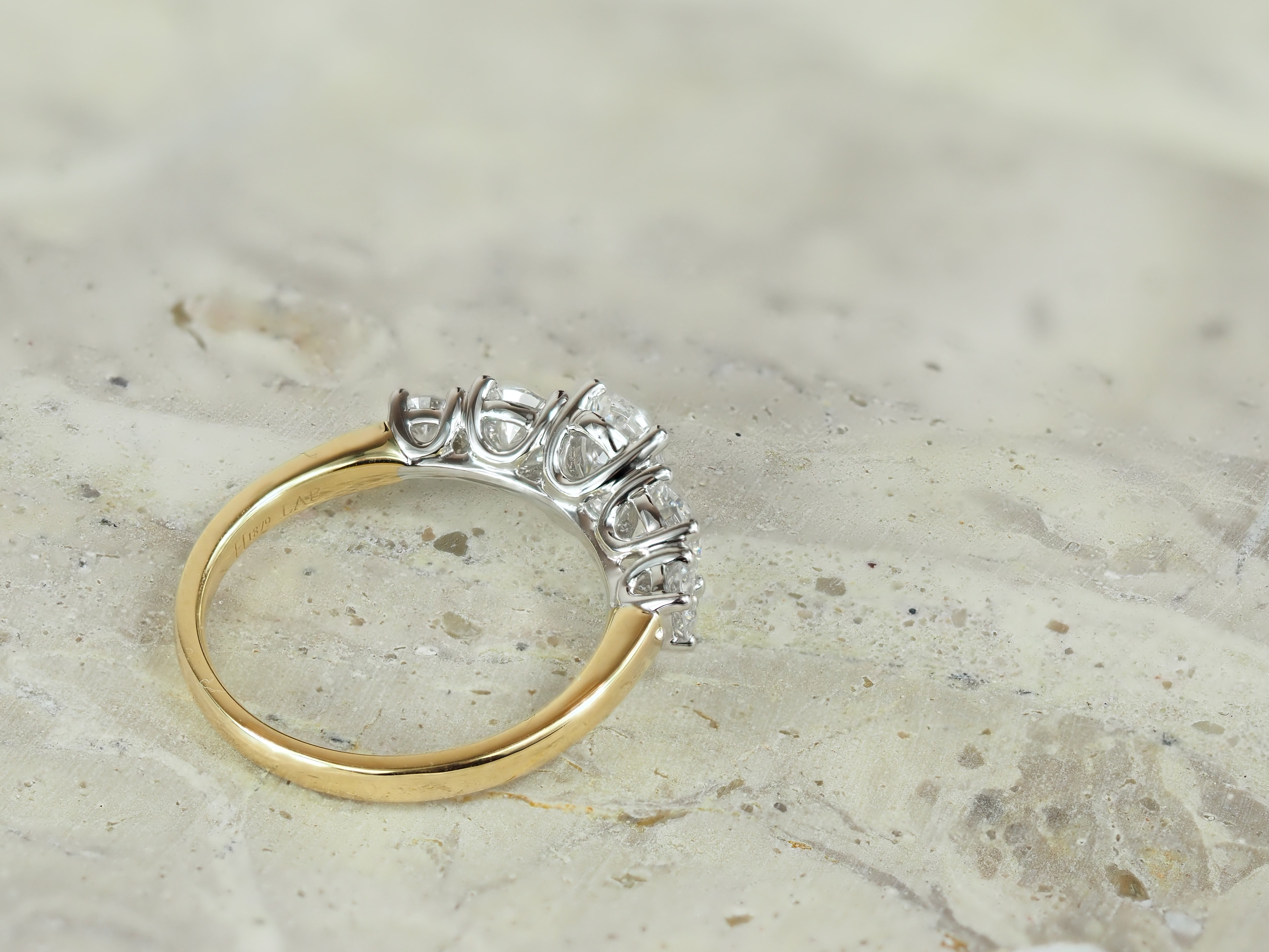 18ct Yellow and White Gold Oval and Round Cut Lab-Grown Diamond Ring, 2.01ct total