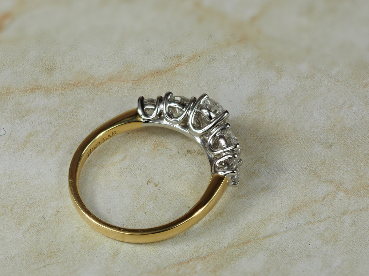 18ct Yellow and White Gold Oval and Round Cut Lab-Grown Diamond Ring, 2.01ct total