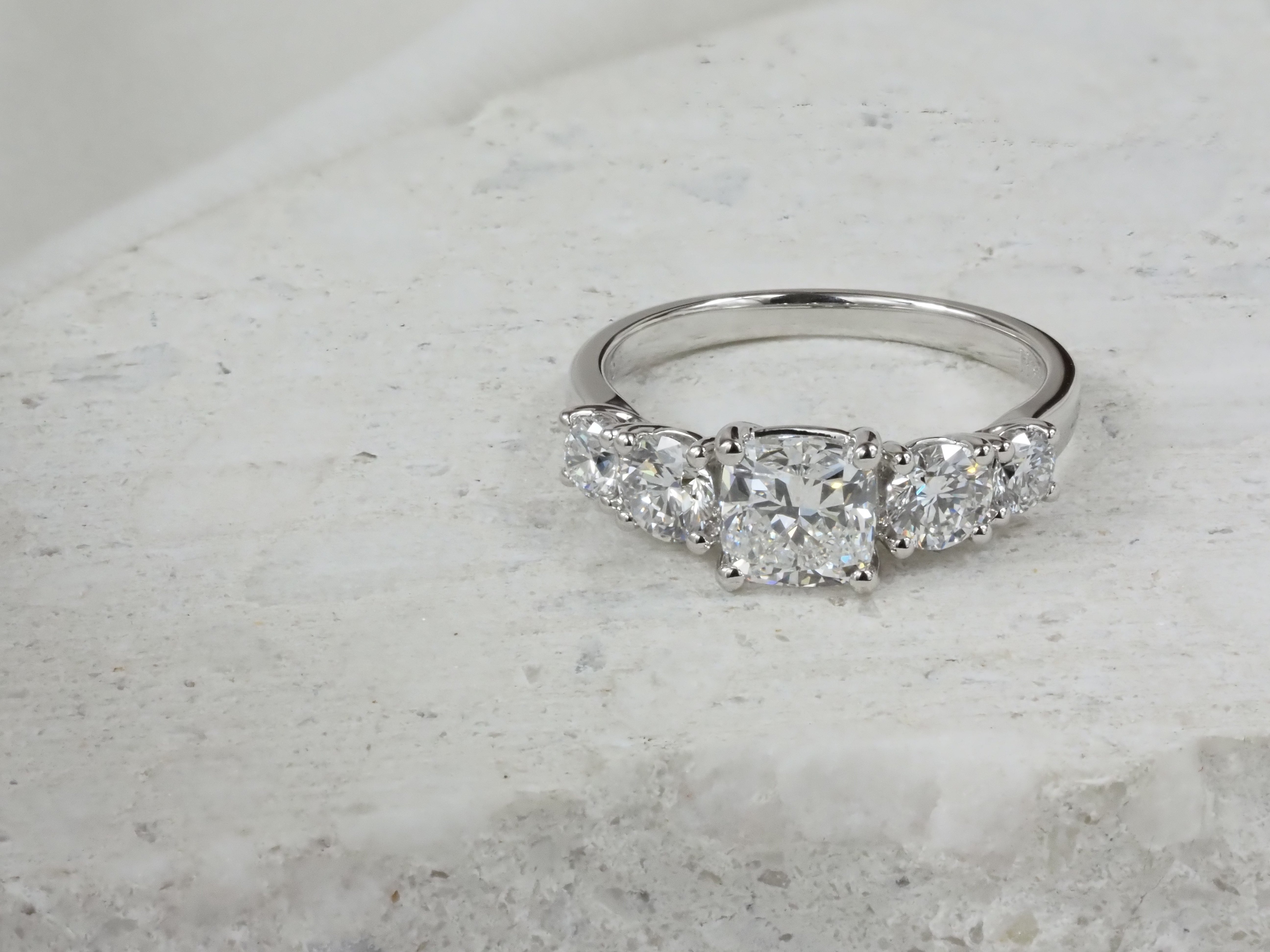 9ct White Gold Cushion and Round Cut Lab-Grown Diamond Ring, 2.02ct total