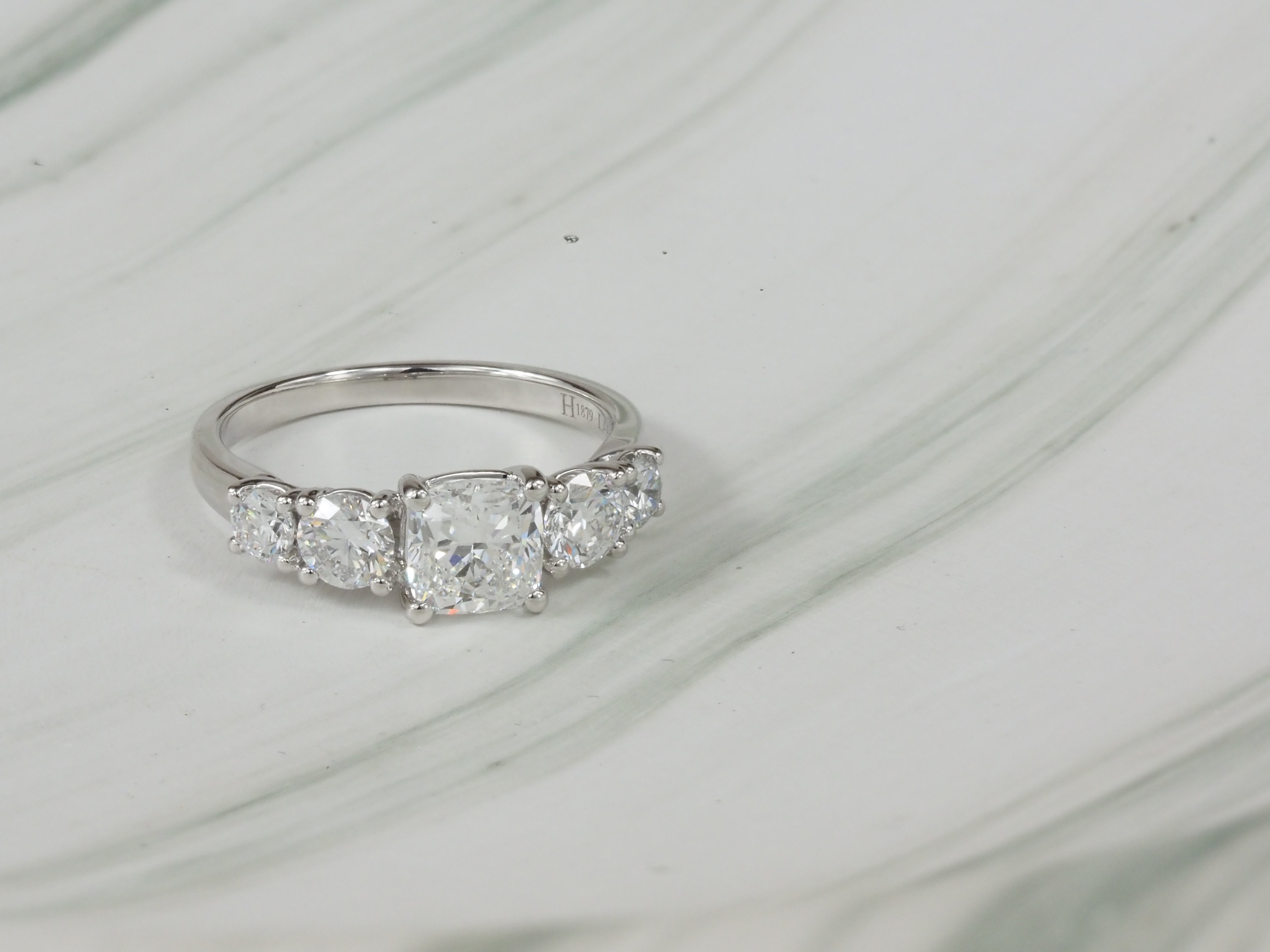 9ct White Gold Cushion and Round Cut Lab-Grown Diamond Ring, 2.02ct total