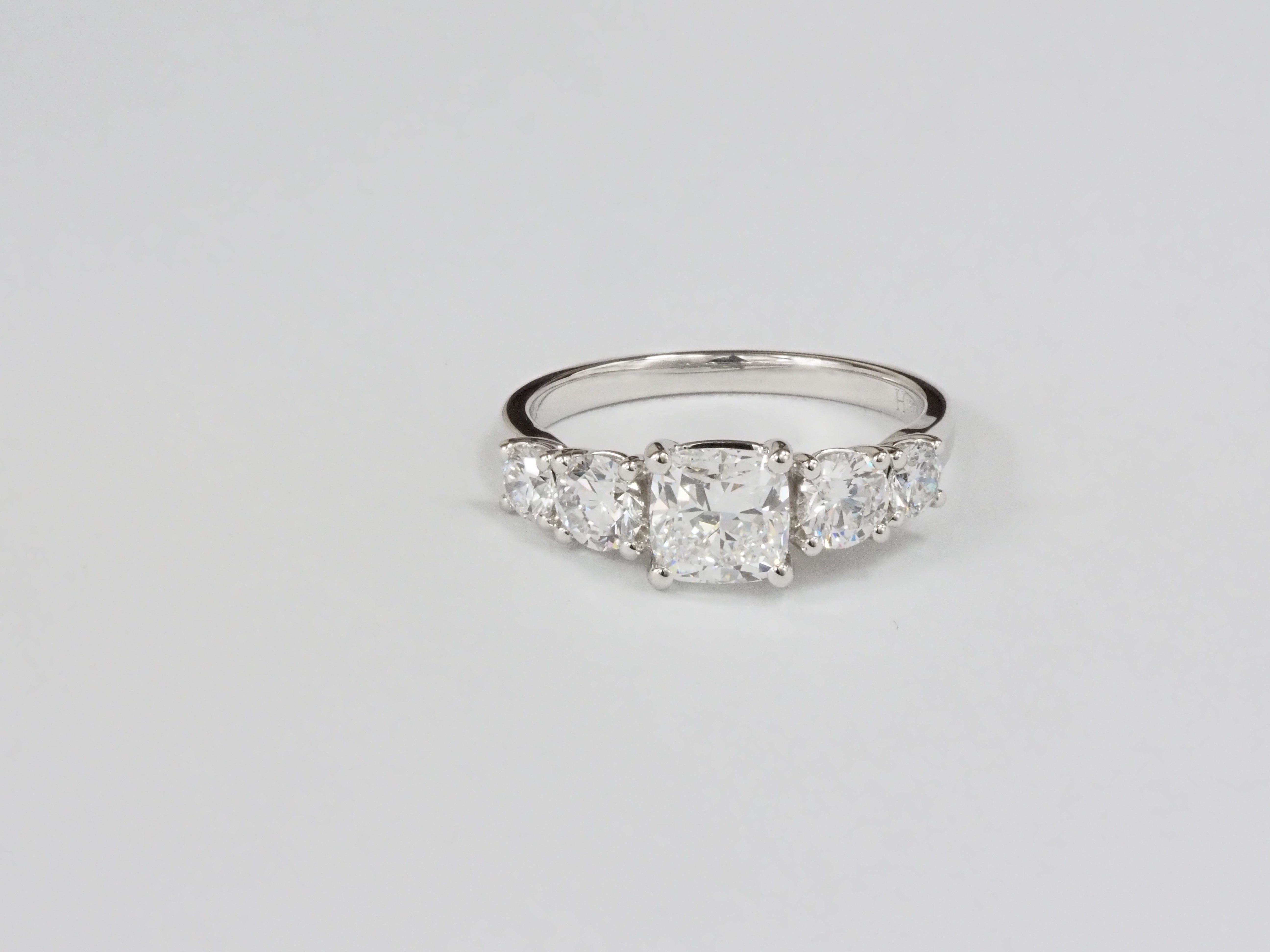 9ct White Gold Cushion and Round Cut Lab-Grown Diamond Ring, 2.02ct total