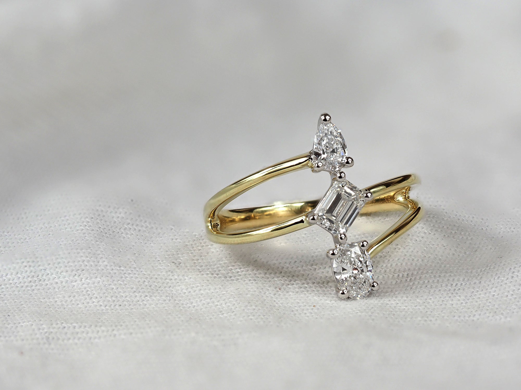 9ct Yellow and White Gold Multi Shape Lab-Grown Diamond Ring, 0.76ct Total