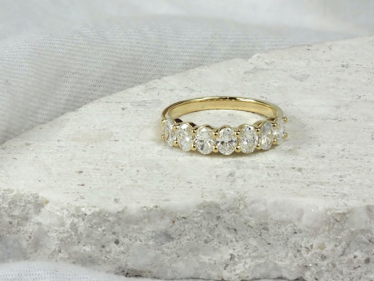 9ct Yellow Gold Lab-Grown Oval Cut Diamond Ring, 1.42ct Total