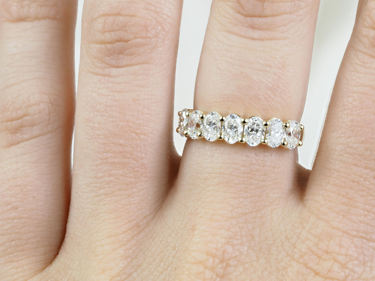 9ct Yellow Gold Lab-Grown Oval Cut Diamond Ring, 1.42ct Total
