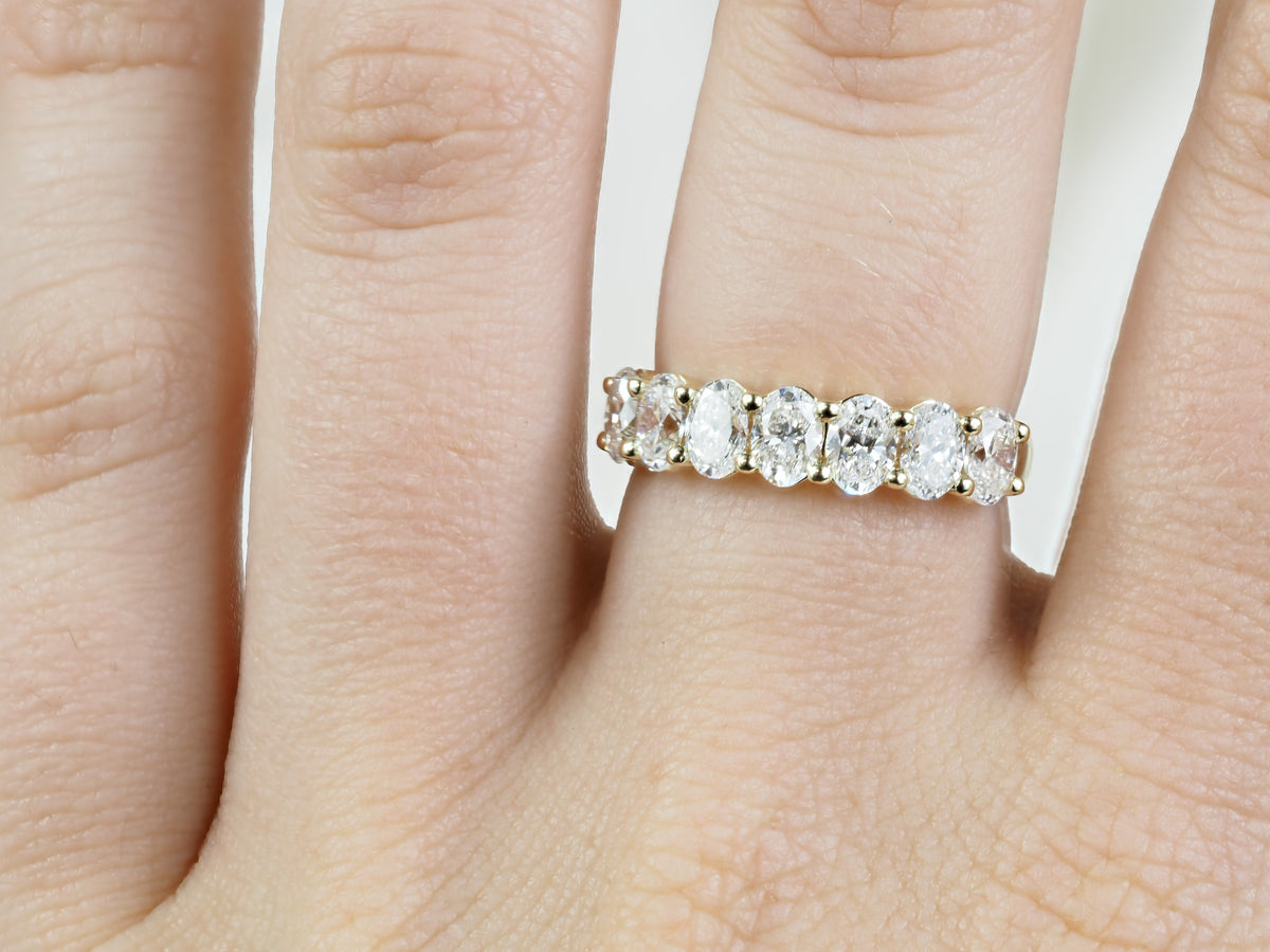 9ct Yellow Gold Lab-Grown Oval Cut Diamond Ring, 1.42ct Total