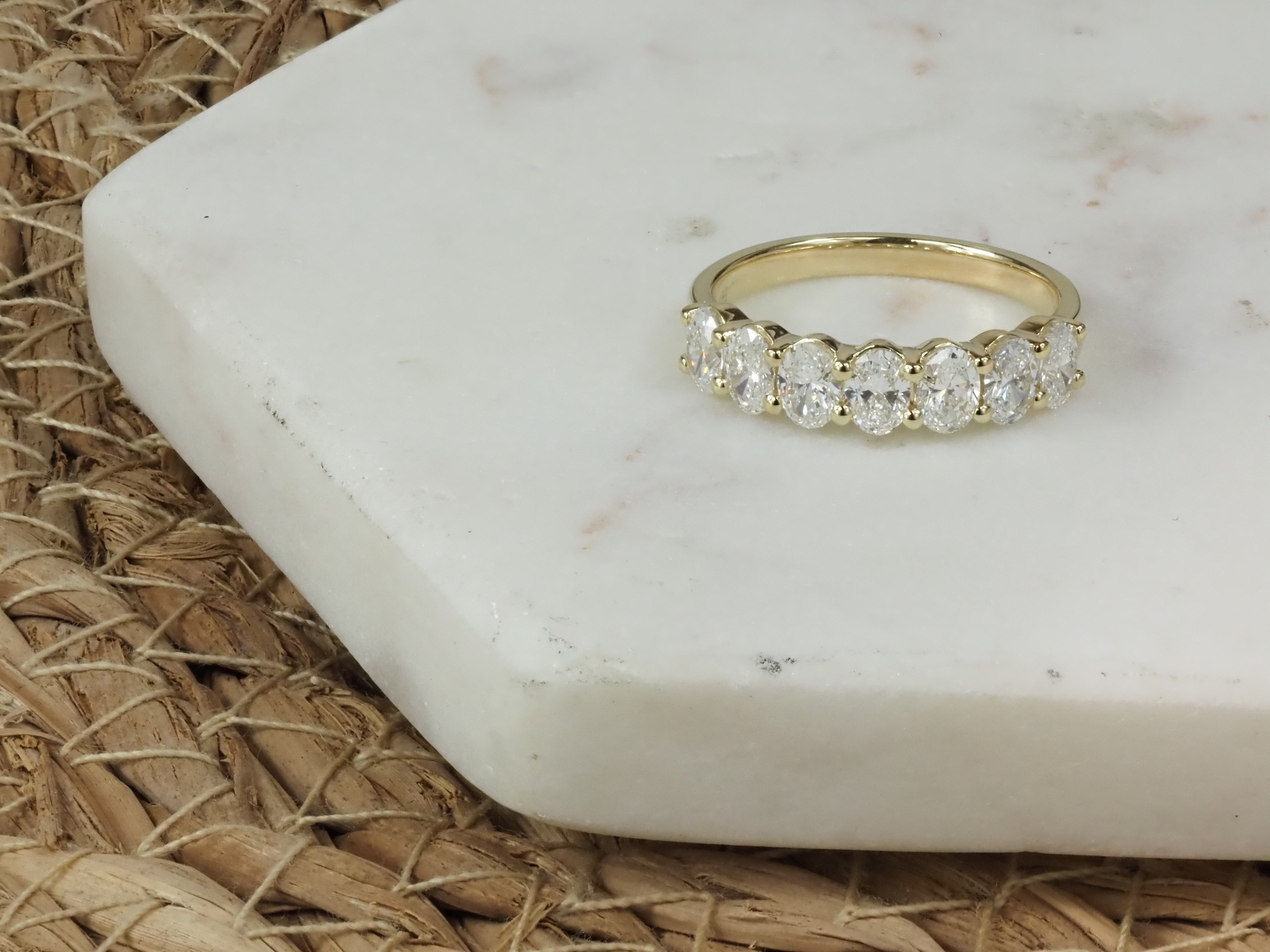 9ct Yellow Gold Lab-Grown Oval Cut Diamond Ring, 1.43ct Total