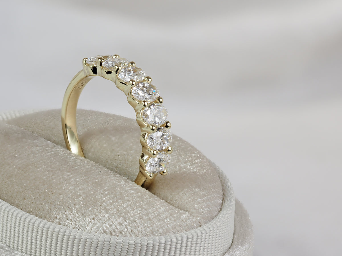9ct Yellow Gold Lab-Grown Oval Cut Diamond Ring, 1.42ct Total