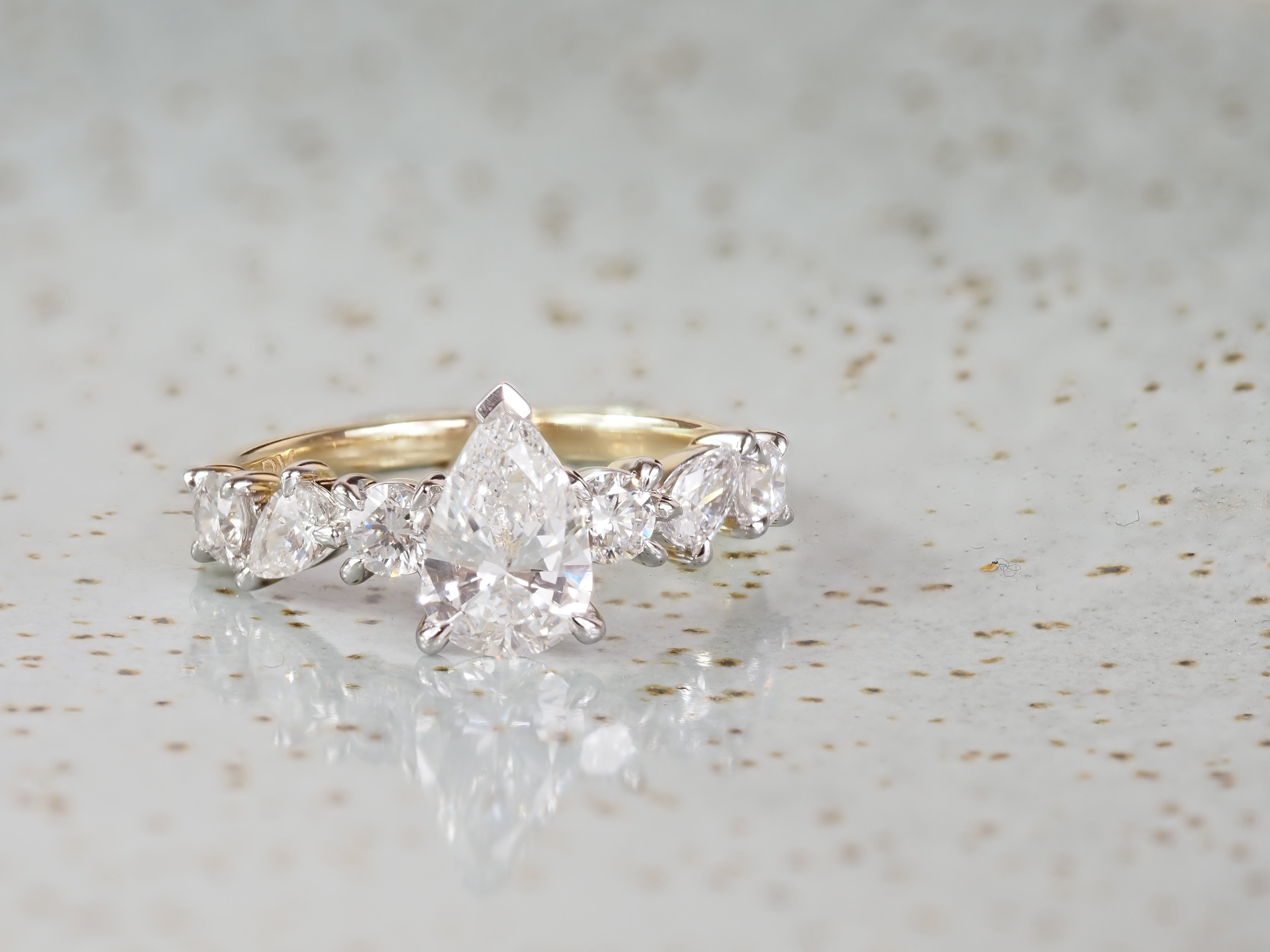 14ct Yellow and White Gold Pear Lab-Grown Diamond Engagement Ring, 1.05ct Centre