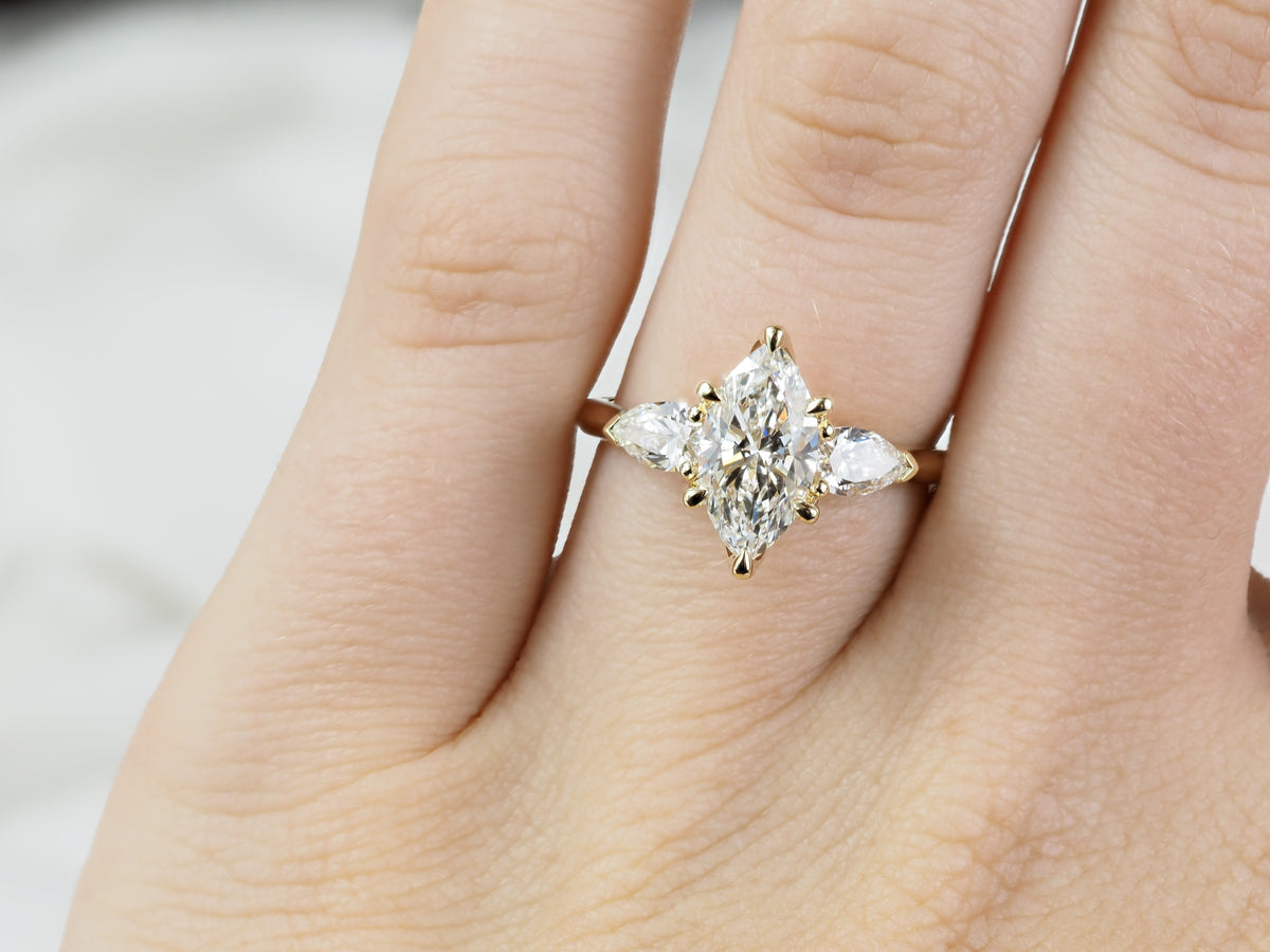 18ct Yellow Gold Marquis Lab-Grown Diamond Engagement Ring, 1.58ct Centre