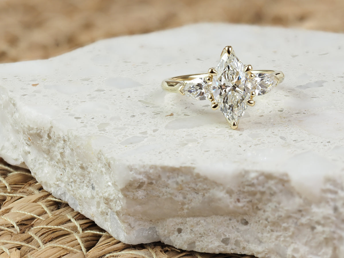 18ct Yellow Gold Marquis Lab-Grown Diamond Engagement Ring, 1.58ct Centre