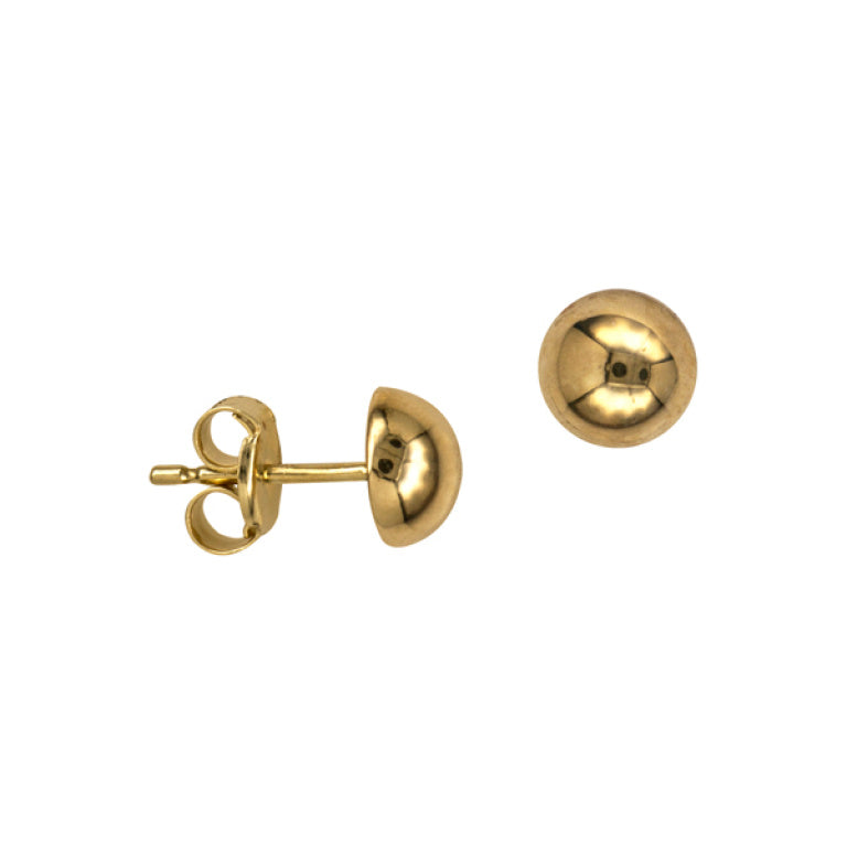 9ct Yellow Gold 6mm Domed Stud Earrings