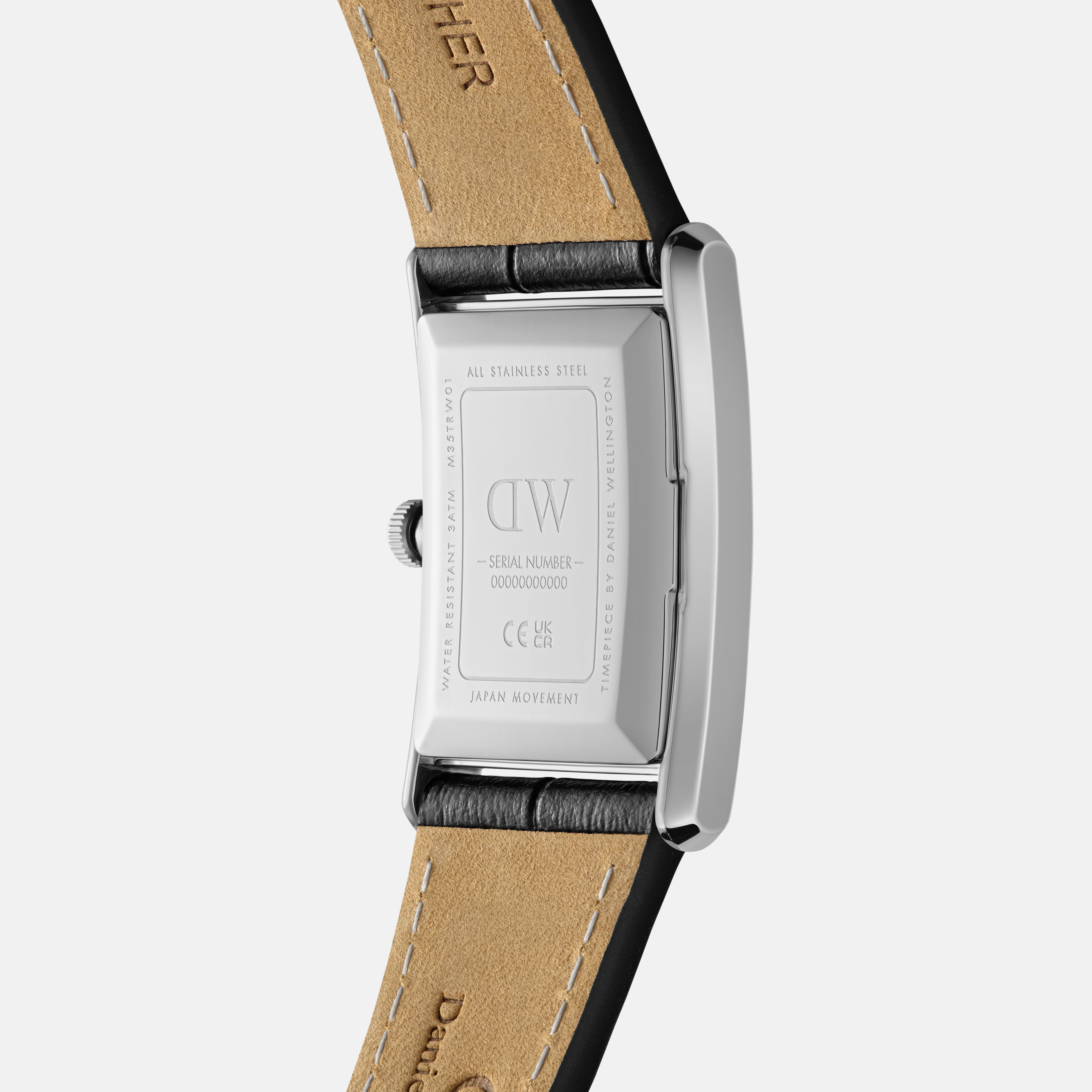 Daniel Wellington Bound 35x24 Black Croc Leather Silver White Watch