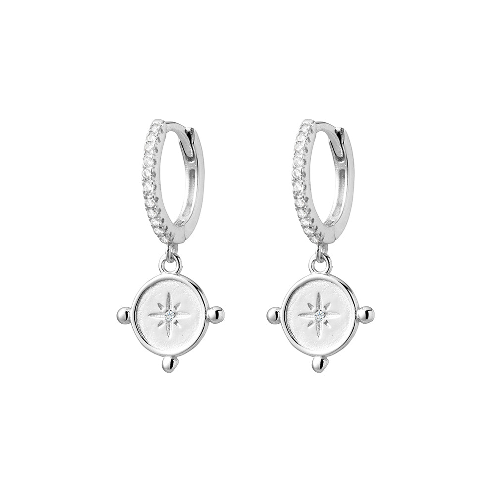 Solv Sterling Silver Huggie Drop Earrings