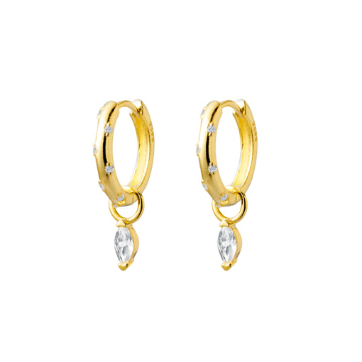 Solv Sterling Silver Gold Plated Cubic Zirconia Drop Earrings