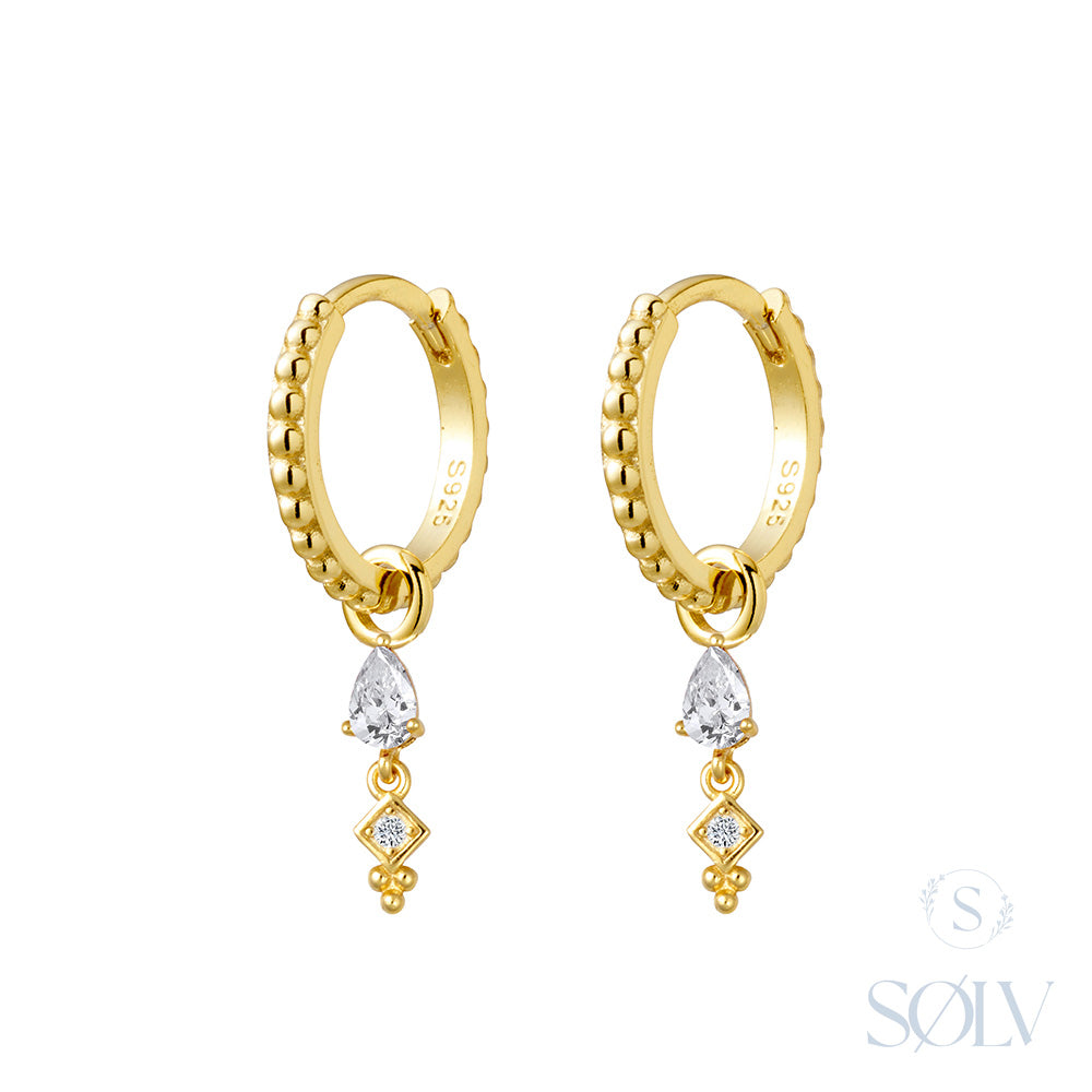 Solv Sterling Silver Gold Plated Huggie Earrings With Removable Drop Charm