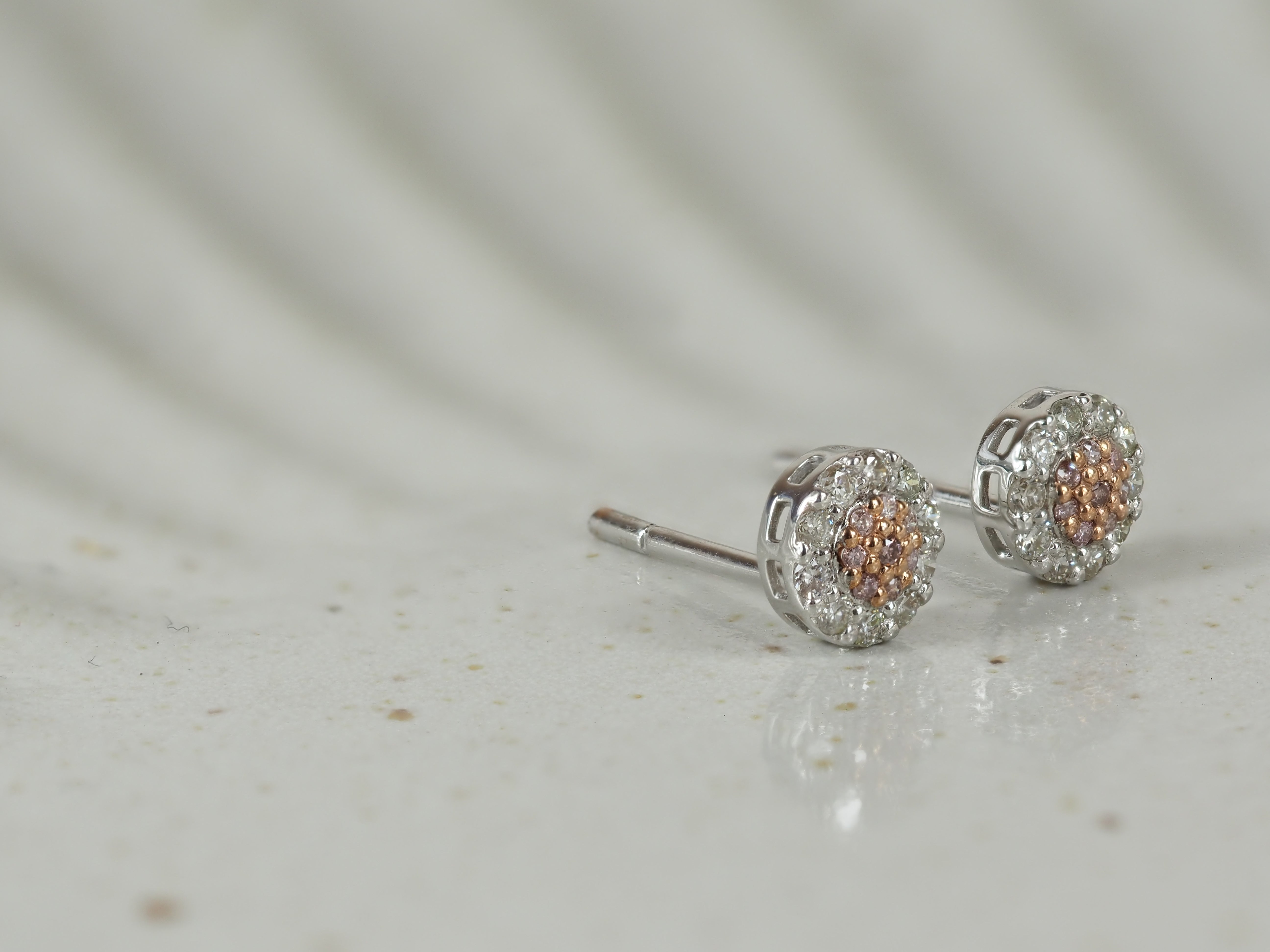 9ct Rose and White Gold 'Pink Caviar' Argyle Diamond Stud Earrings, 0.20ct Total