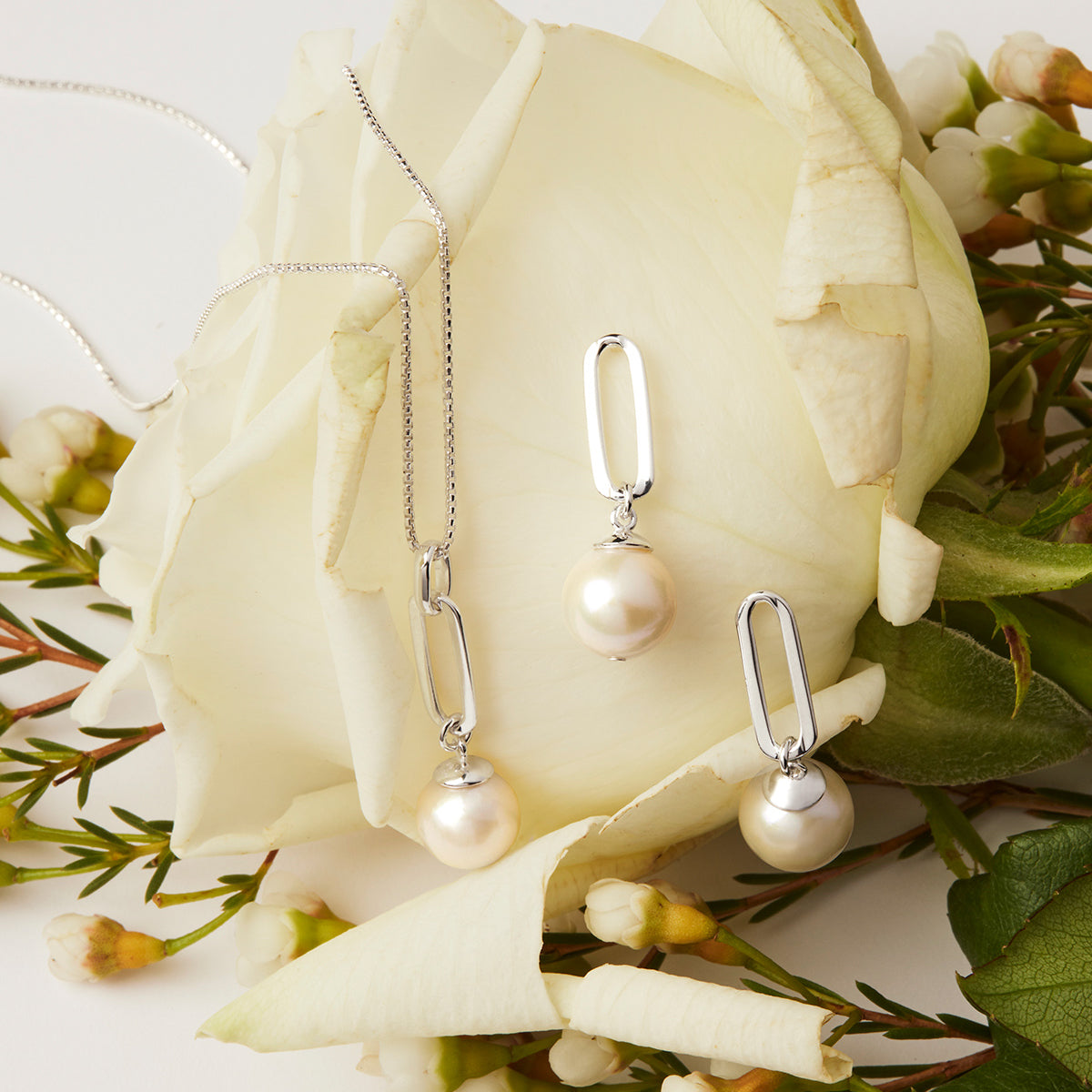 NAJO The Echantress Pearl Drop Stud Silver