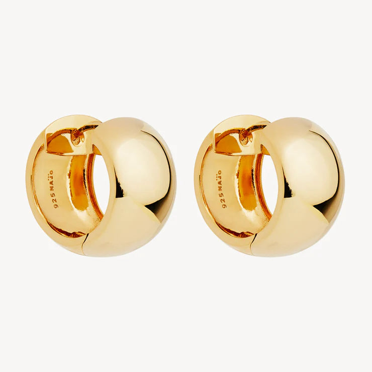 Najo Yellow Gold Plated Daynight Huggie Earrings