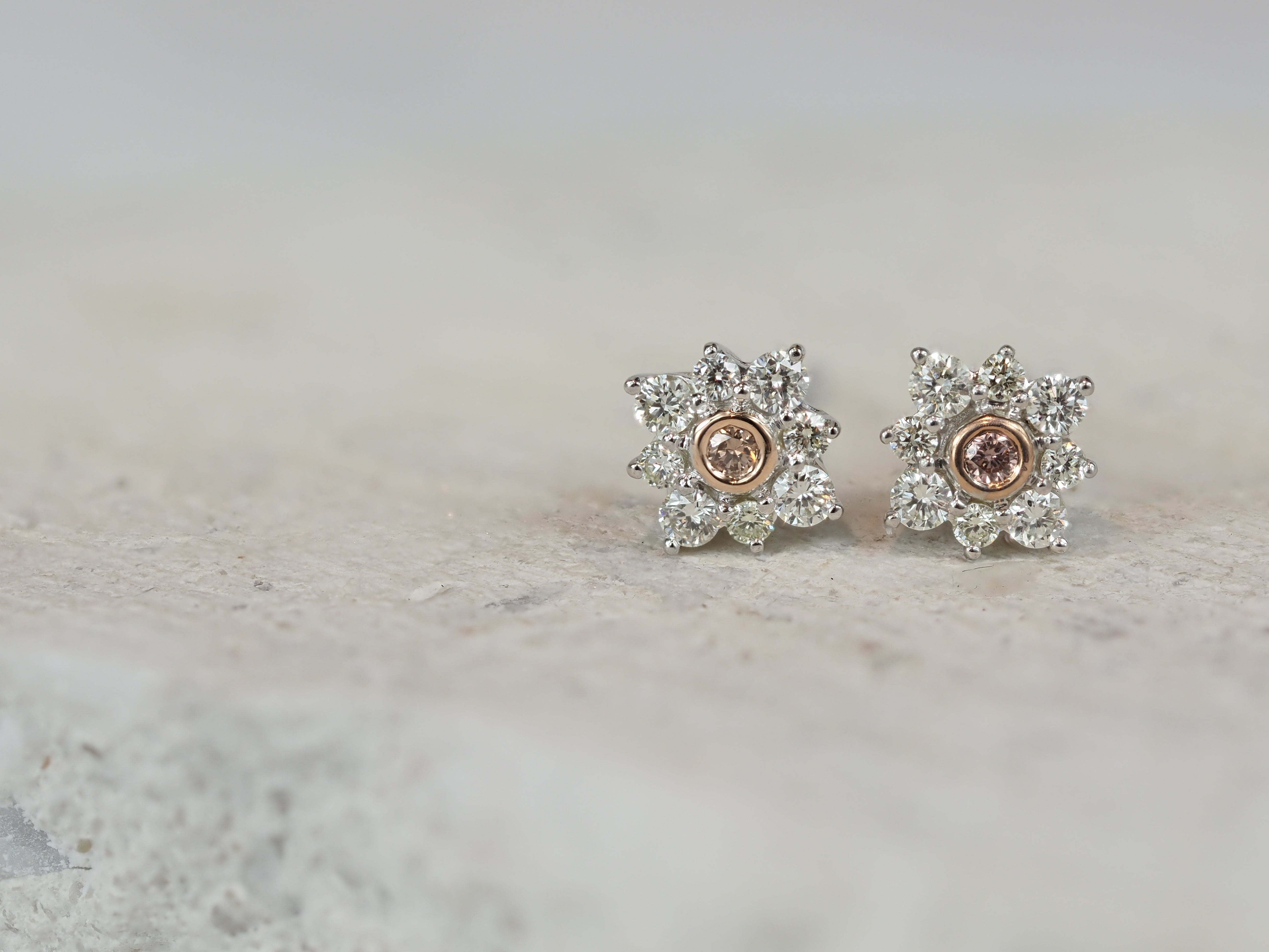 9ct Rose and White Gold 'Pink Caviar' Argyle Diamond Stud Earrings