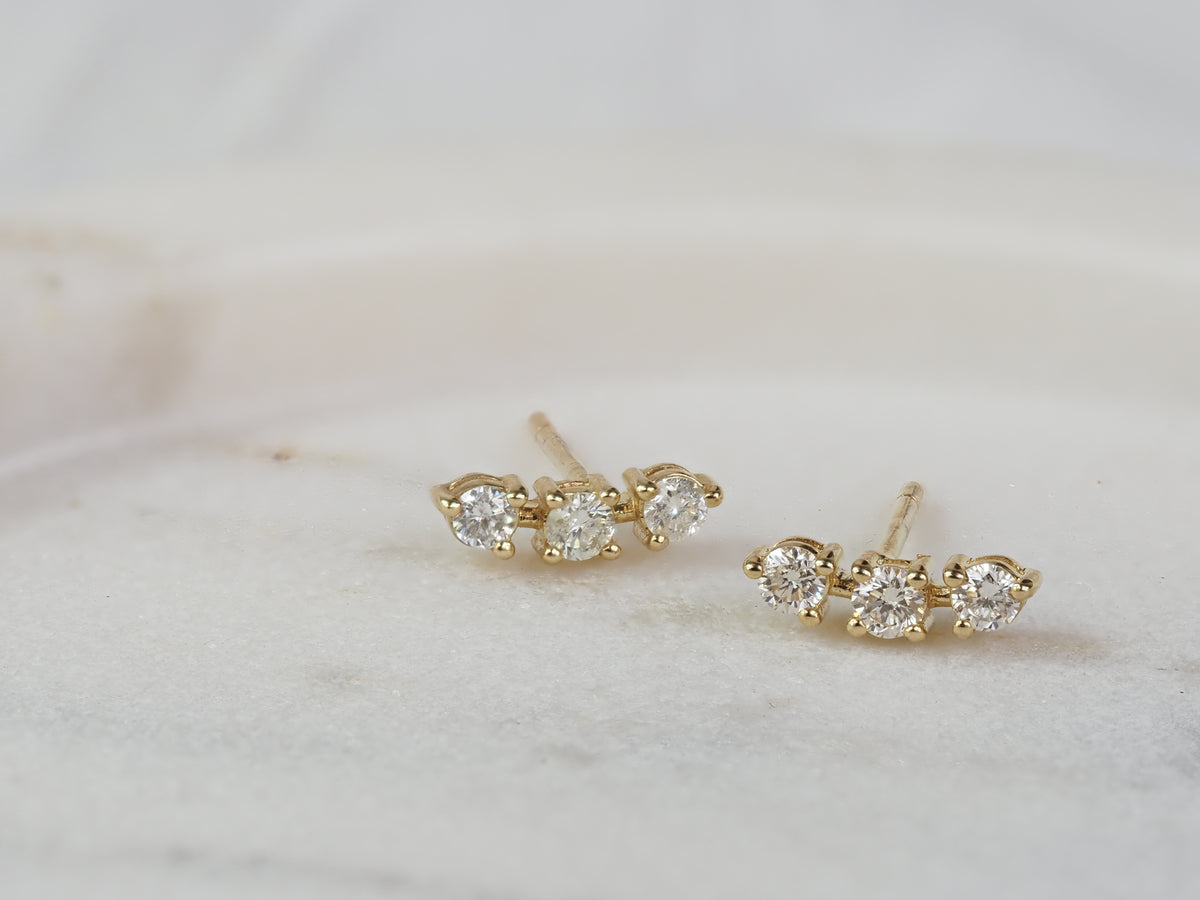9ct Yellow Gold Diamond Bar Stud Earrings, 0.35 carats.