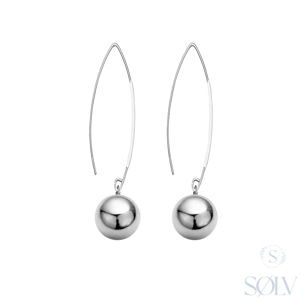 Solv Sterling Silver 10mm Ball Hook Earrings