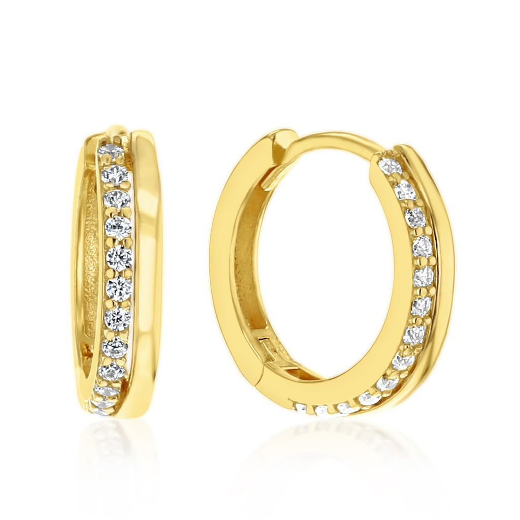 9ct Yellow Gold Cubic Zirconia Huggie Earrings