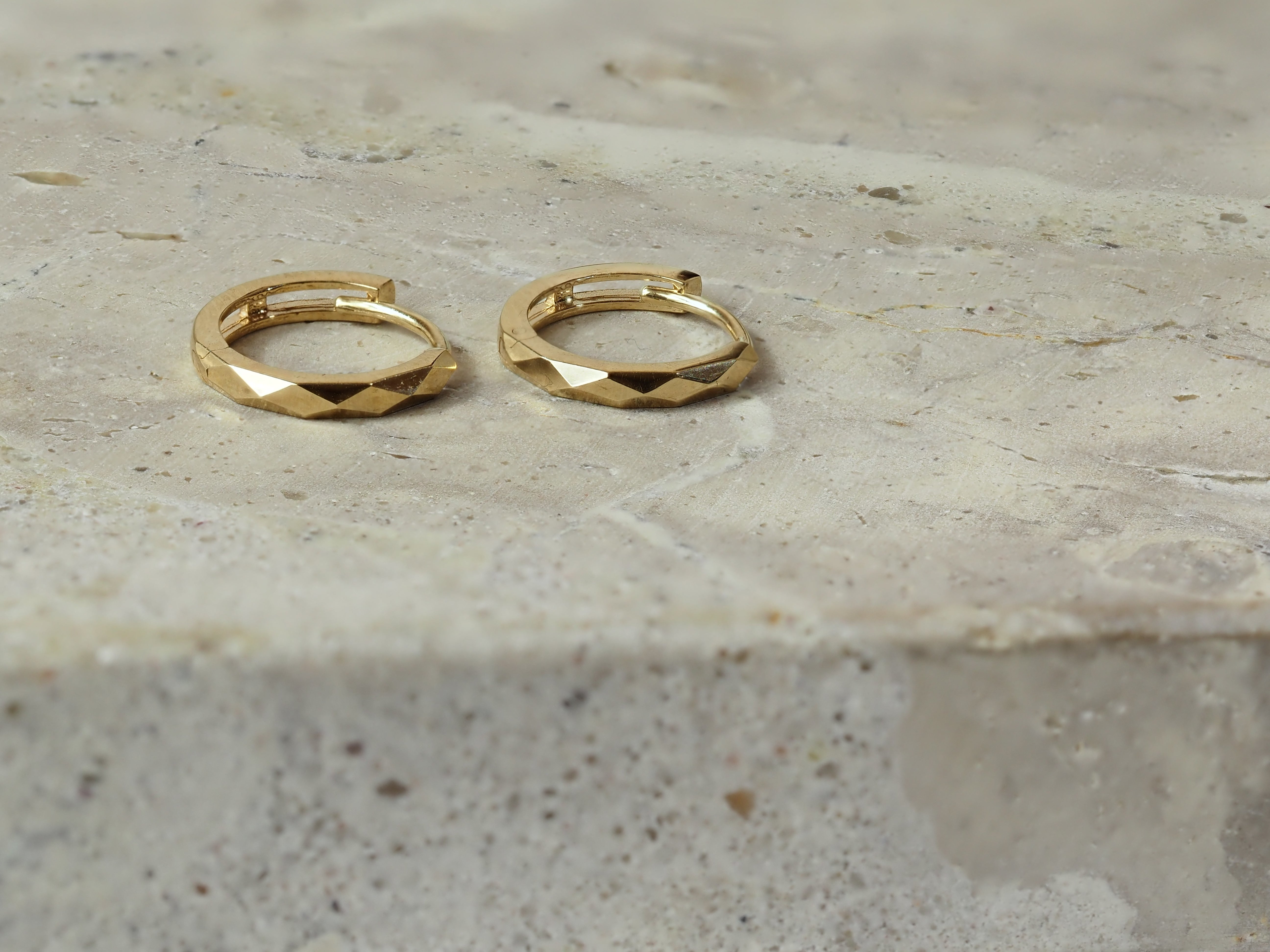 9ct Yellow Gold Diamond cut Huggies