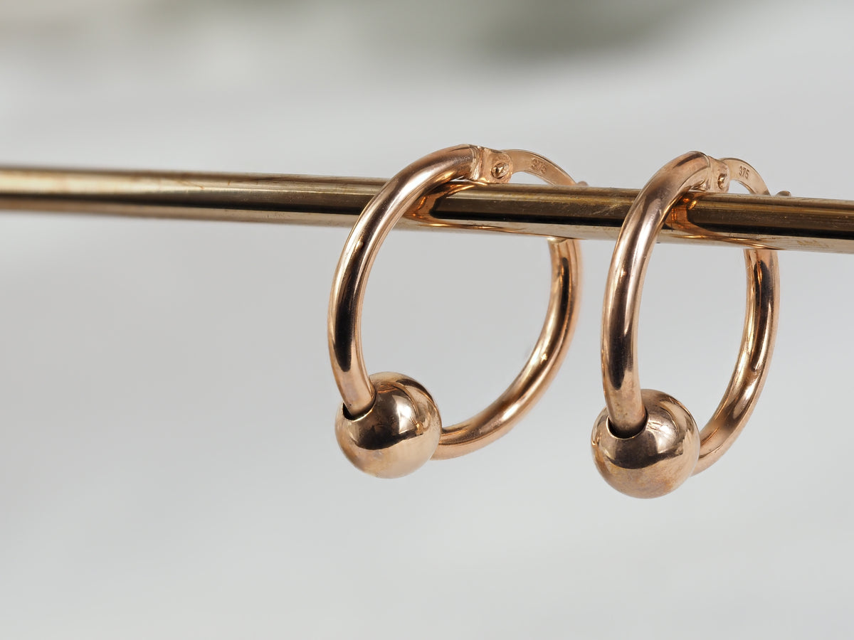 9ct Rose Gold Hoop with Sliding Ball