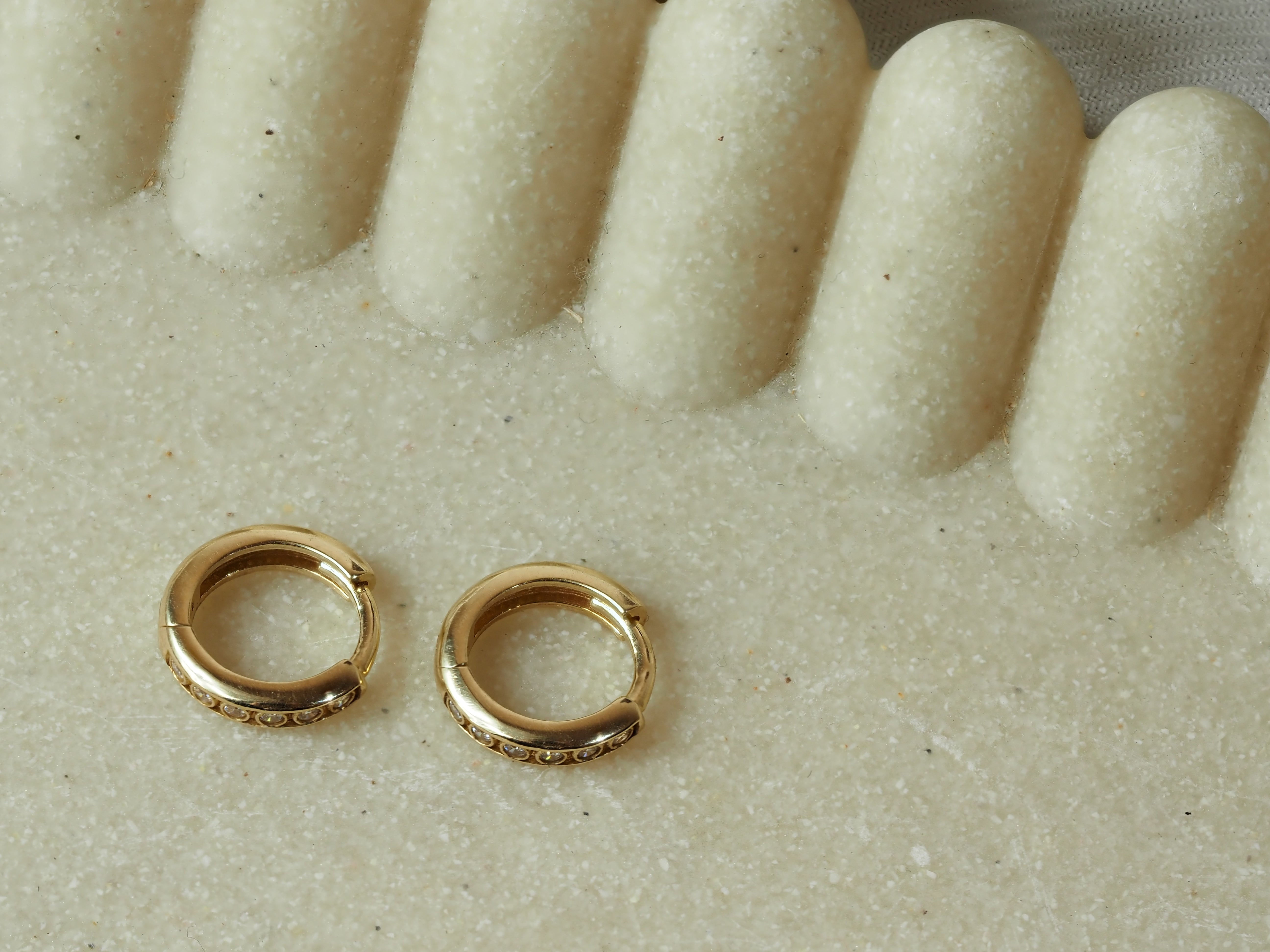 9ct Yellow Gold CZ Mini Huggie Earrings
